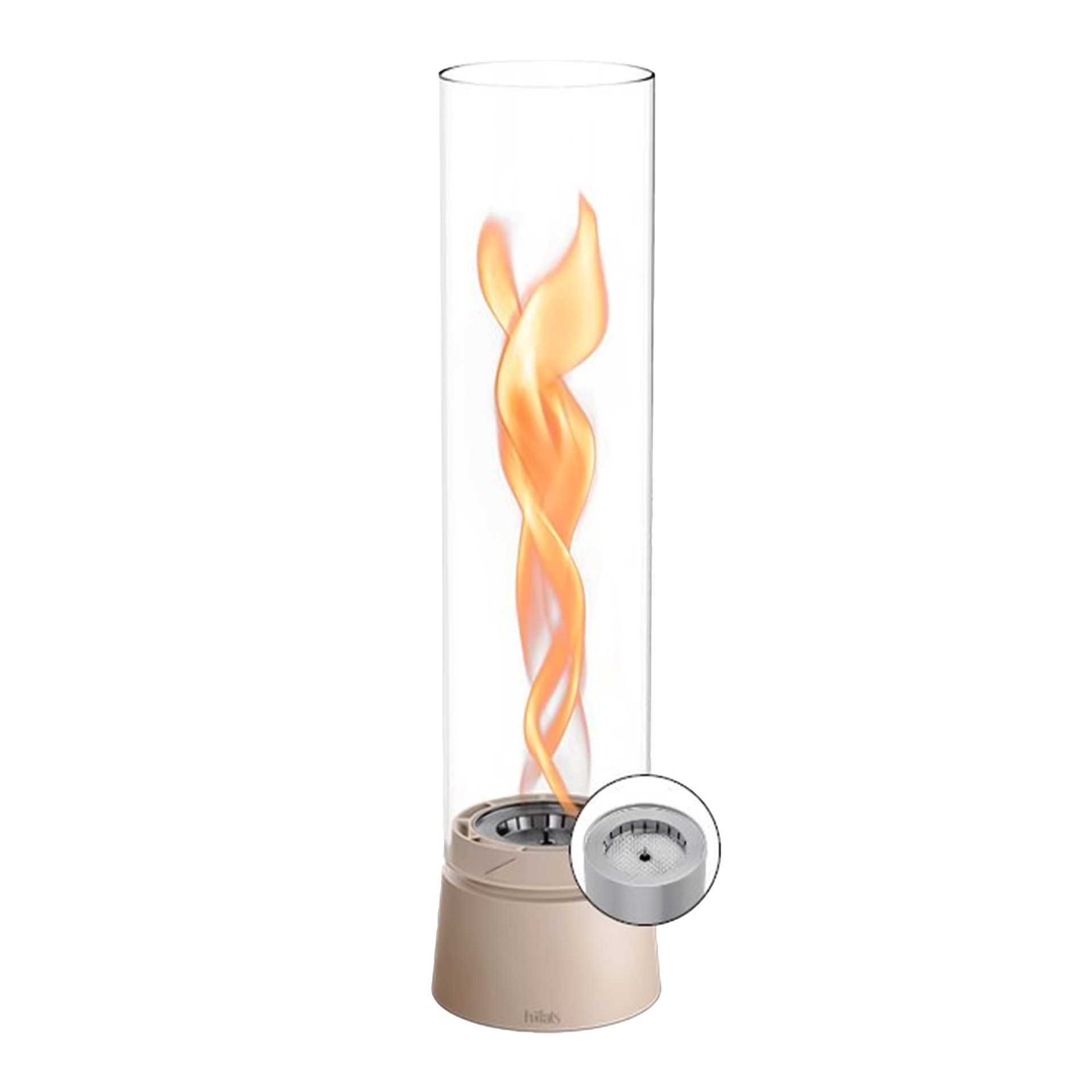 Tabletop Fireplace 1200 Sand, Tischlampe, Flammen-Look, Glassäule, Stimmungslicht, Dauerlicht
