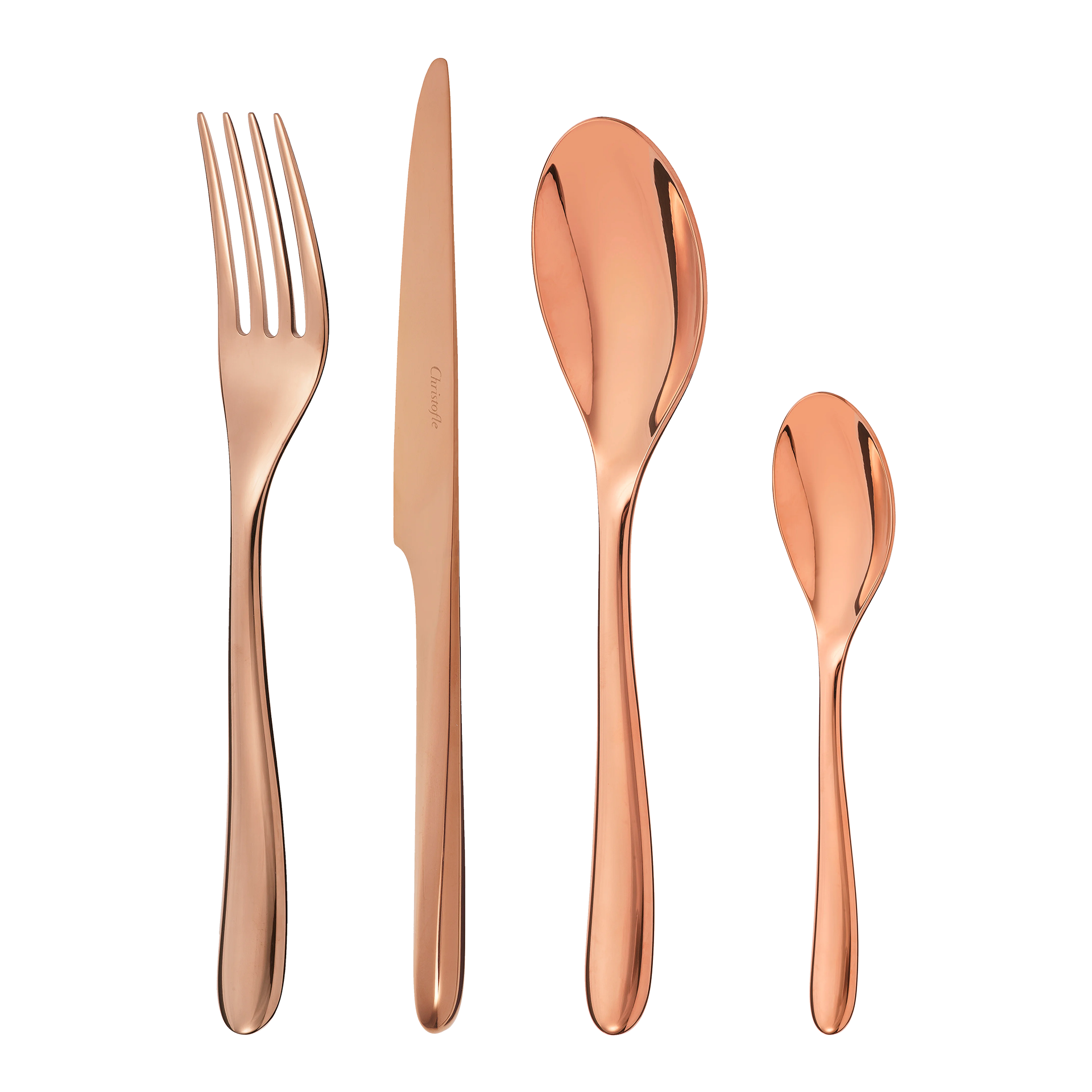 Christofle, L’Âme de Christofle, Cutlery Set 24-piece stainless steel copper, Besteck, Gabel, Messer, Löffel, Roségold