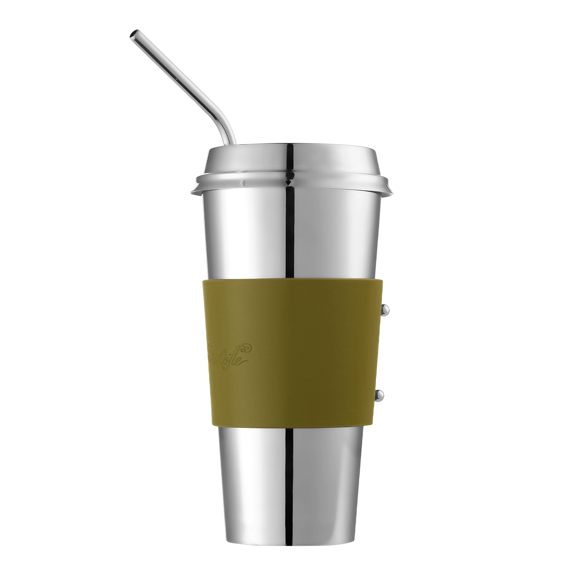 To-Go Cup imperial green, Edelstahlbecher, Reisebecher, Metalltumbler, isolierter Becher, Metallstrohhalm