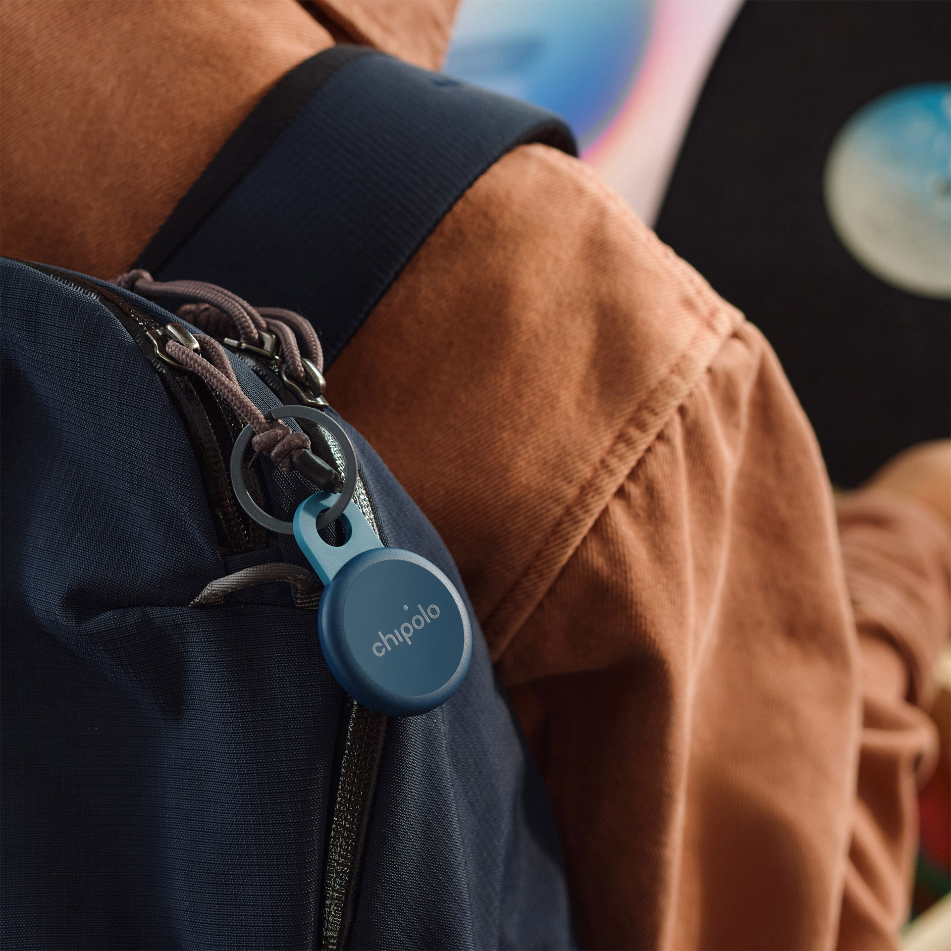 Bluetooth-Tracker Key Navy, Rucksack, Backpack, Reißverschluss, Kordel, Anhänger