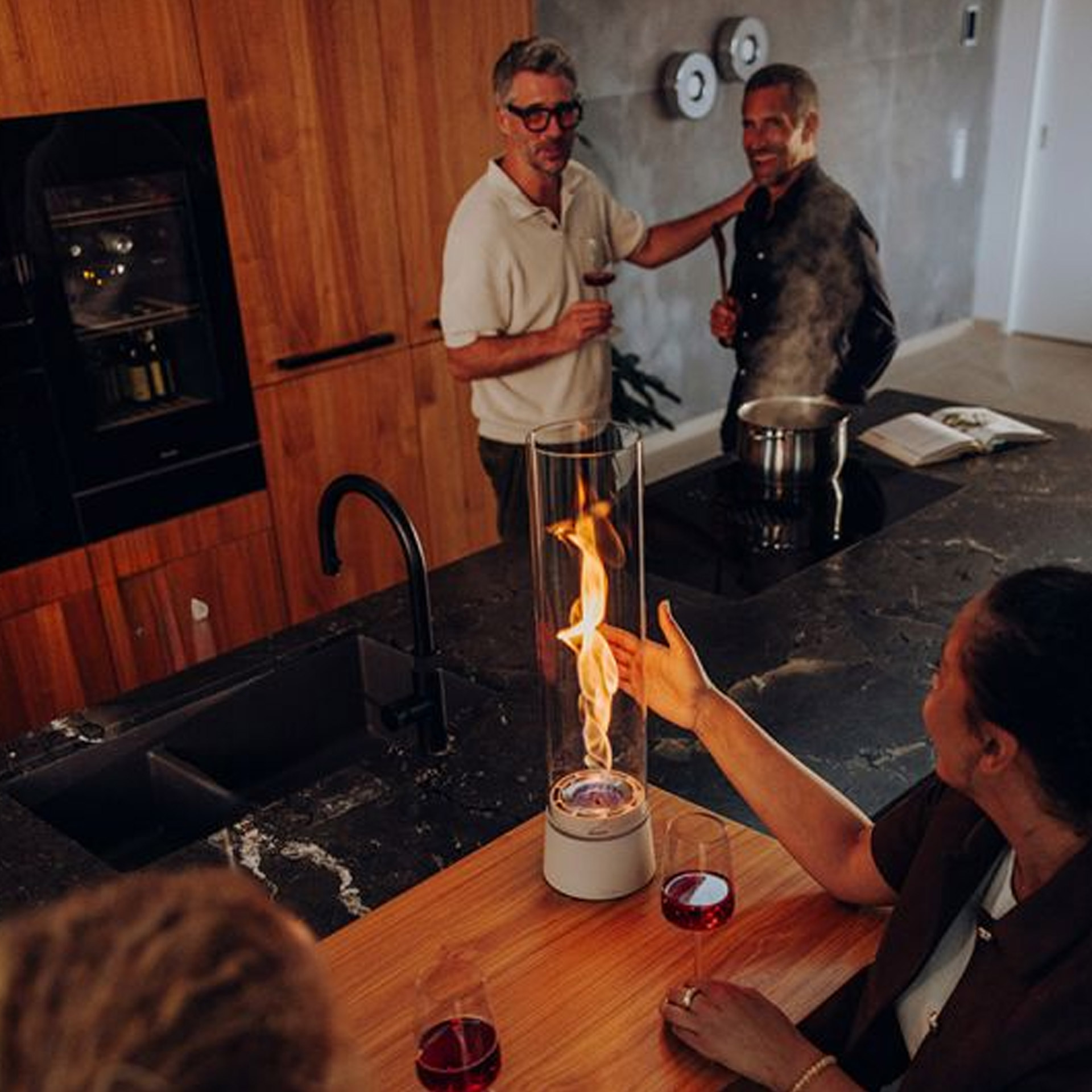 Tabletop Fireplace 1200 Sand, tabletop, Blasrohr?, Flamme, Küche, Wein