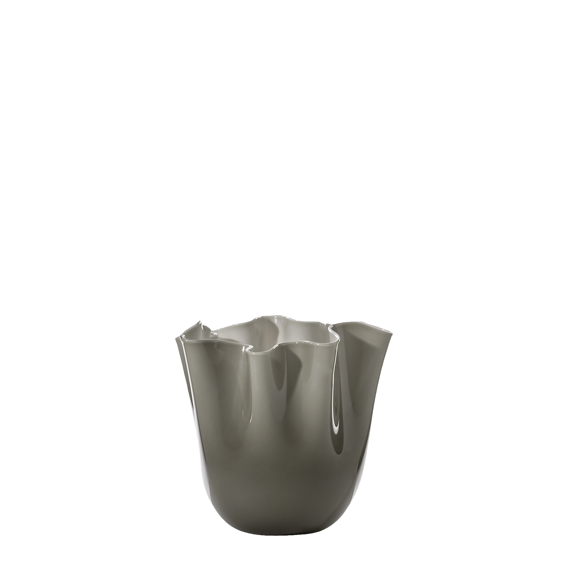 Vase Grey 13 cm, vase, keramik, grau, geriffelt, bulbös