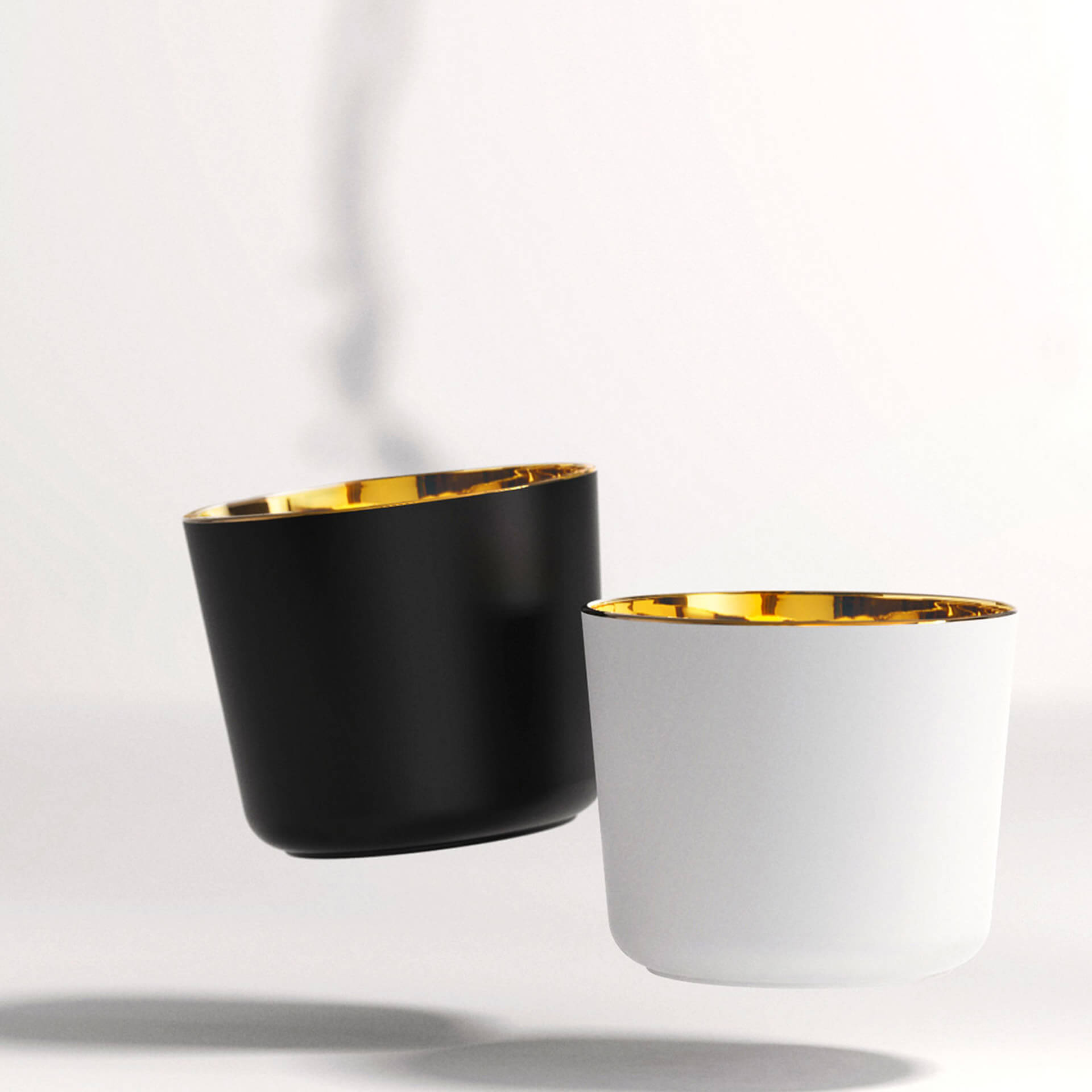 SIEGER by FÜRSTENBERG, Tumbler, Becher, Gläser, Schwarz Weiß, Goldrand