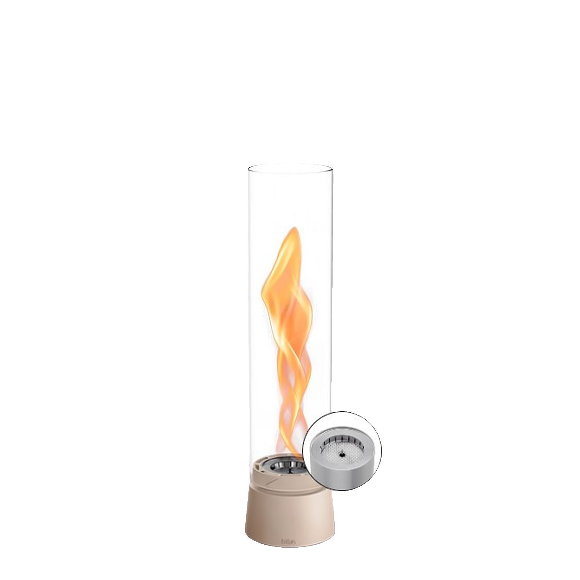 Tabletop Fireplace 900 Sand, Luftbrunnen, Tischlampe, Flamme, Glasschirm, Brenner