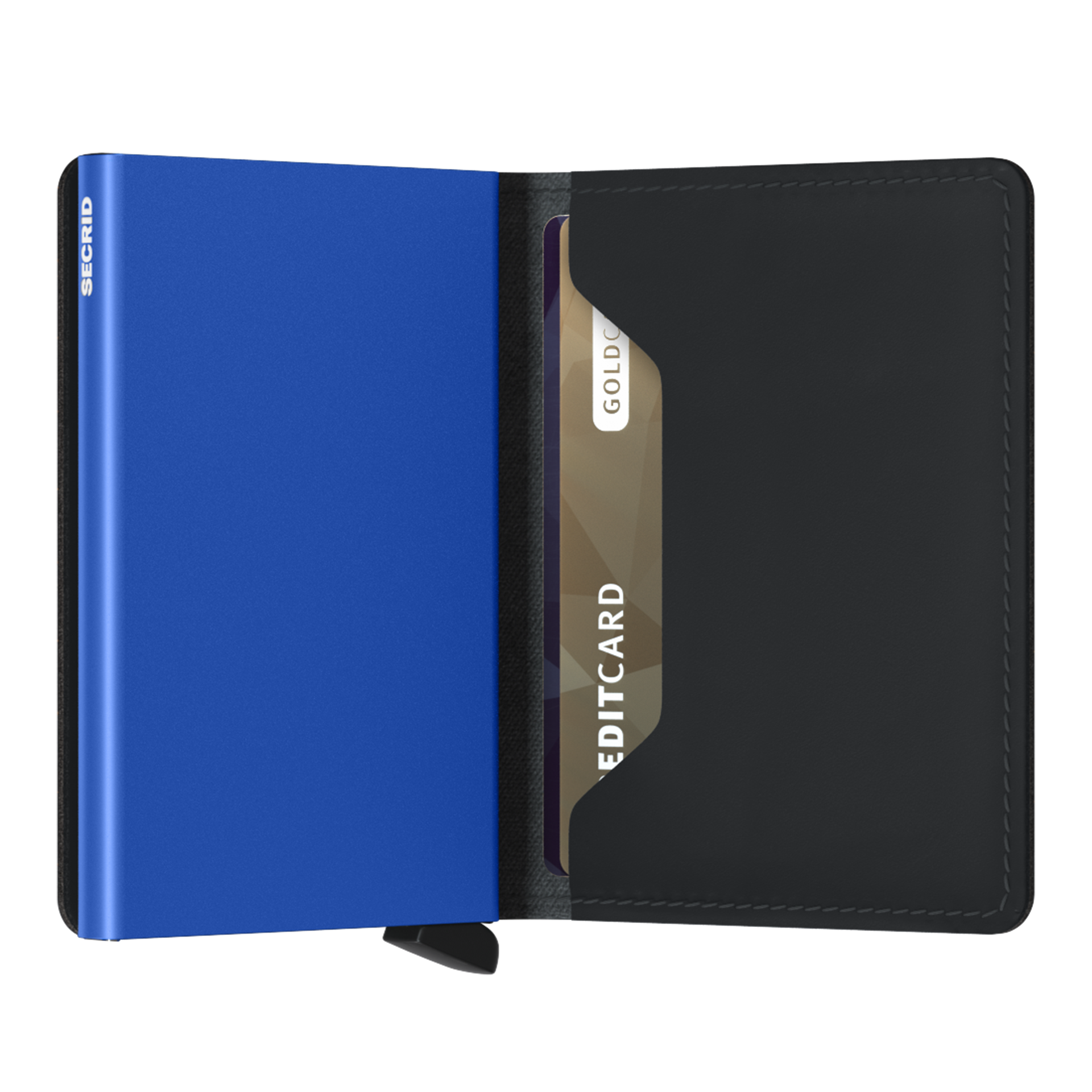 Slimwallet Black/Blue, Kreditkartenetui, Geldbörse, Kartenschlitz, Leder, Schwarz