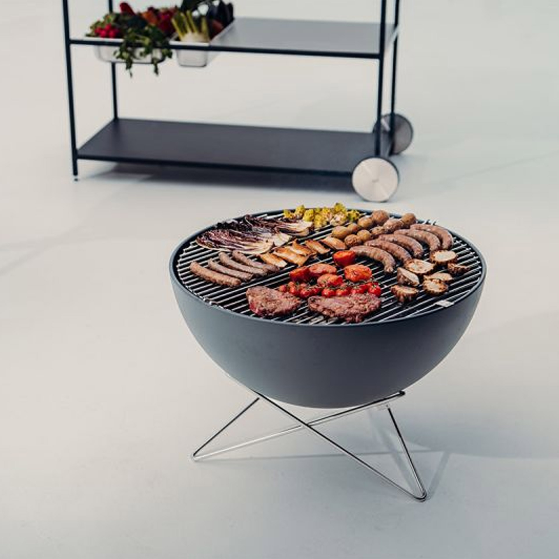Grill grid 57, Grill, Grillgut, Rundgrill, Holzkohlegrill, Gemüse