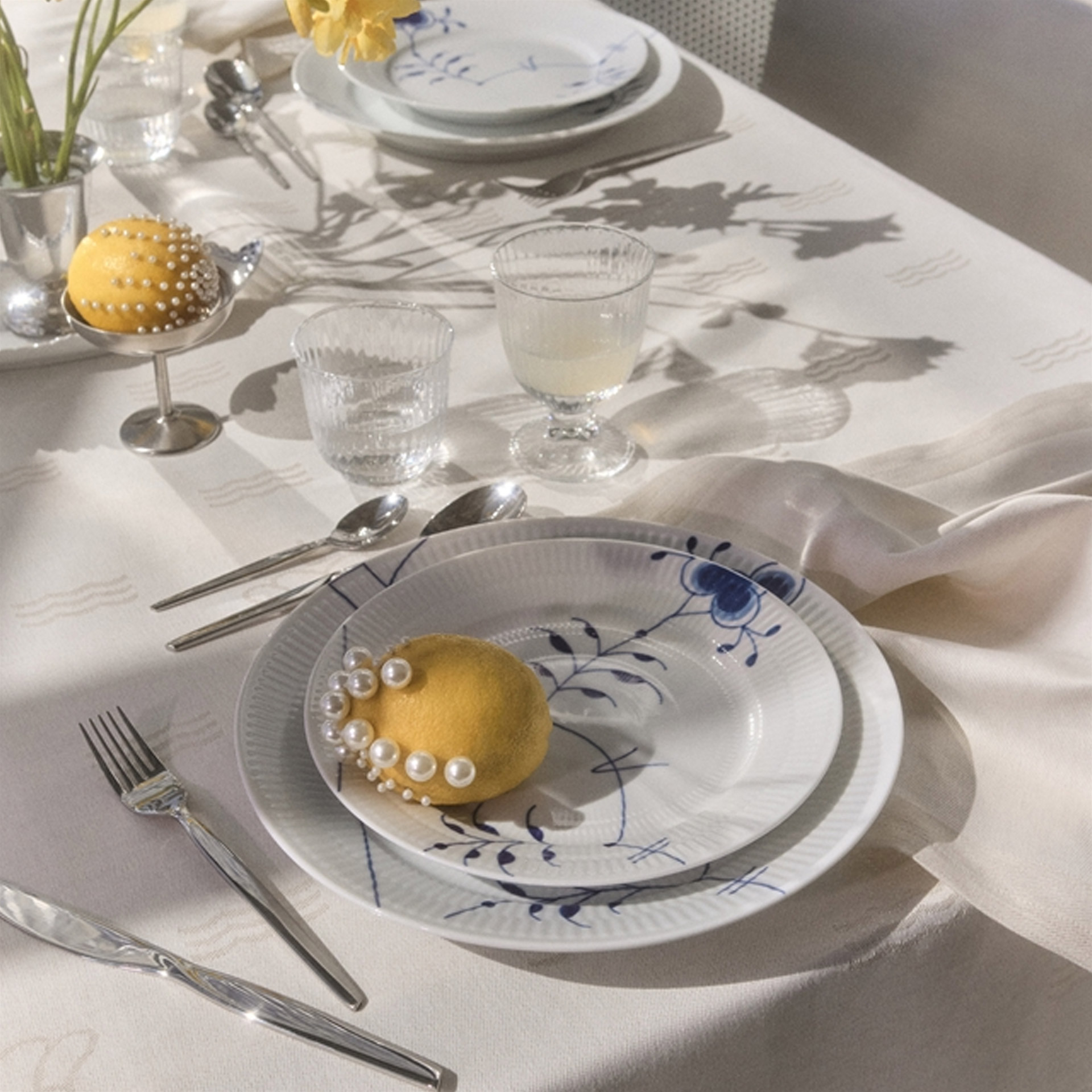 Royal Copenhagen Frühstücksteller Mega Gerippt Blau 22 cm Dekor 9