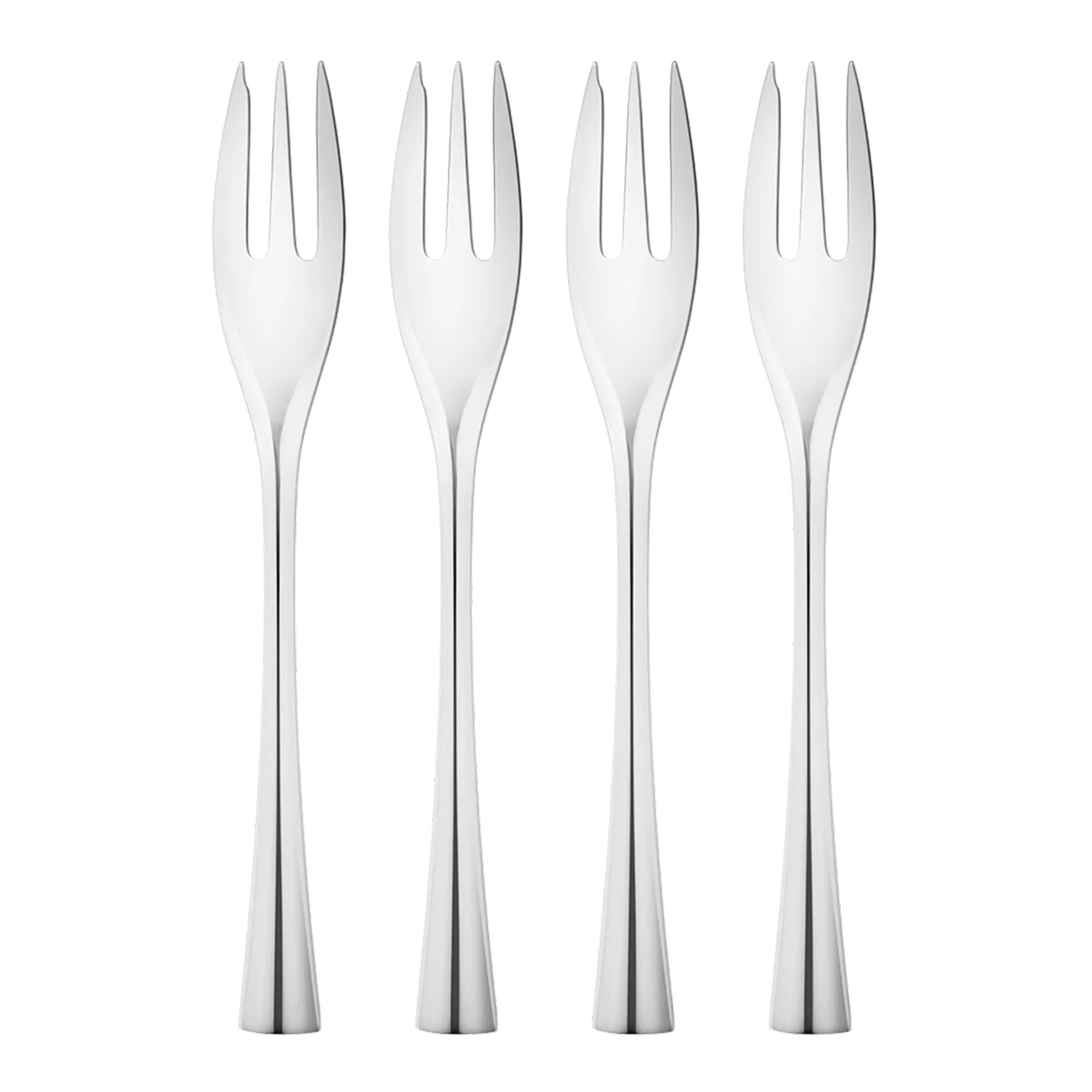 Cake Fork set 4 pieces stainless steel, Gabel, Besteck, Edelstahl, Satz aus vier, Silber