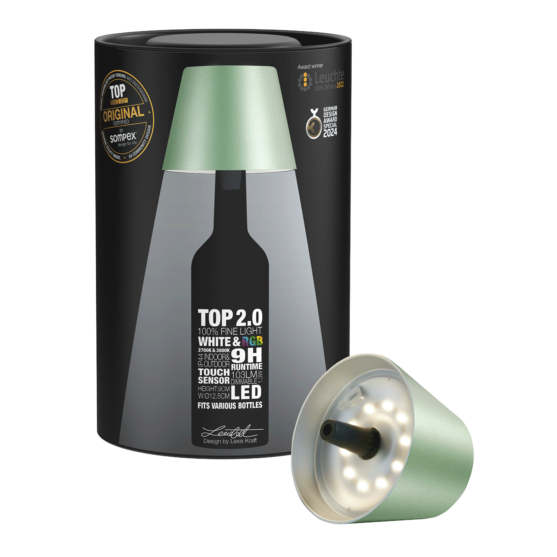 LED Bottle Light Dimmable Green Metallic