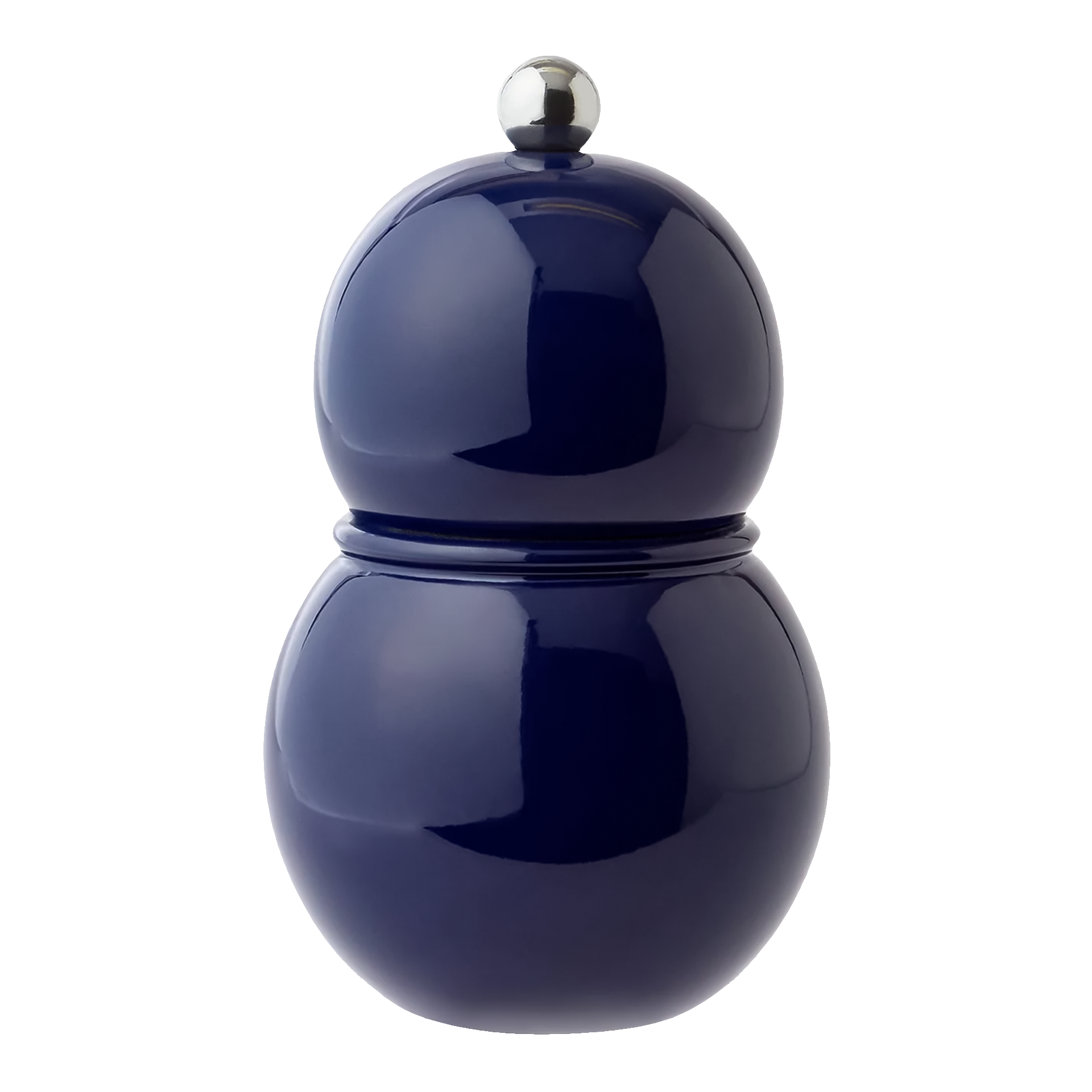 Salt- Pepper Mill navy 12 cm, Kunststoffbehälter, Stapelgefäß, Gläserner Deckel, Dunkelblau, Kugelform