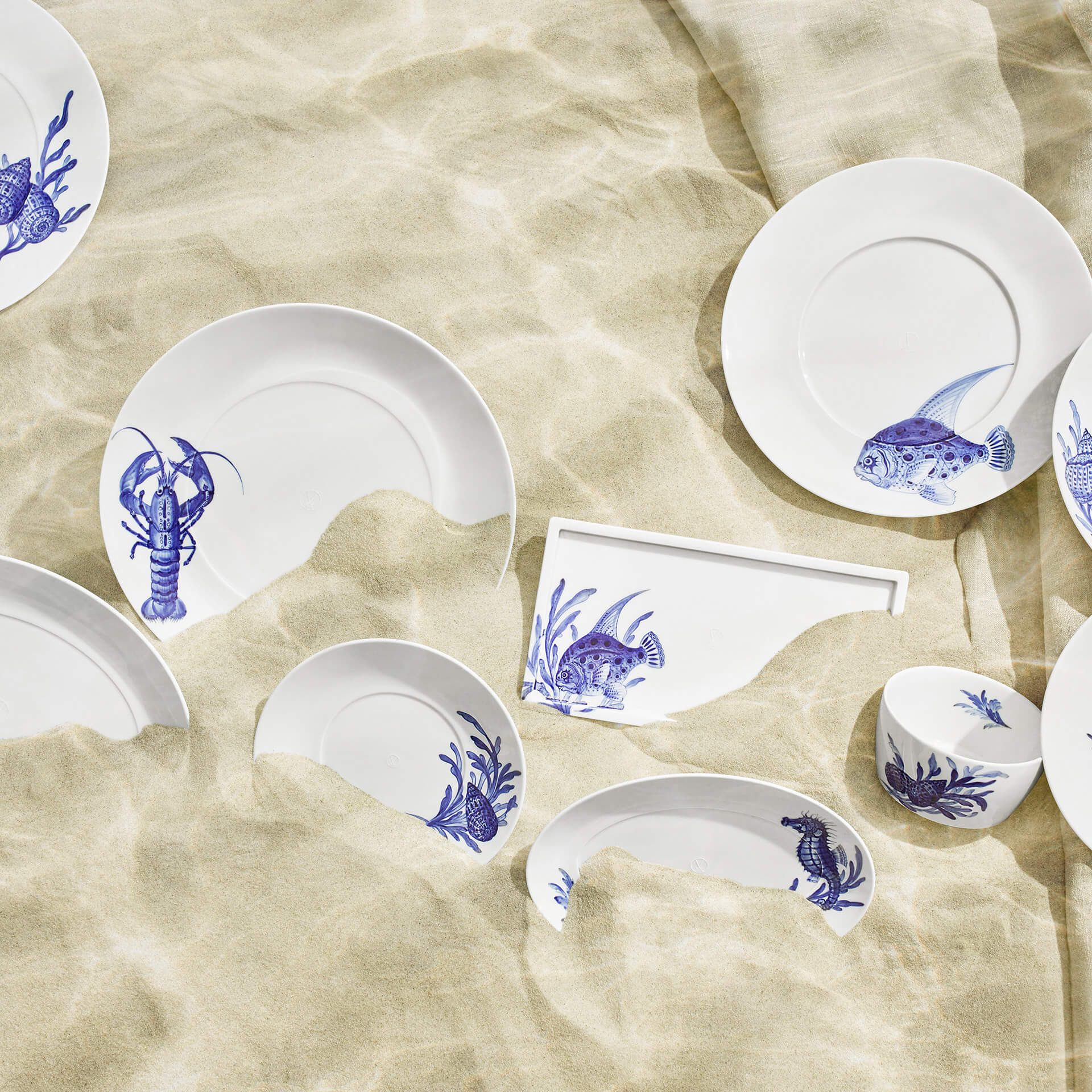 Meissen Cosmopolitan Blue Treasure Sushiplatte Fisch