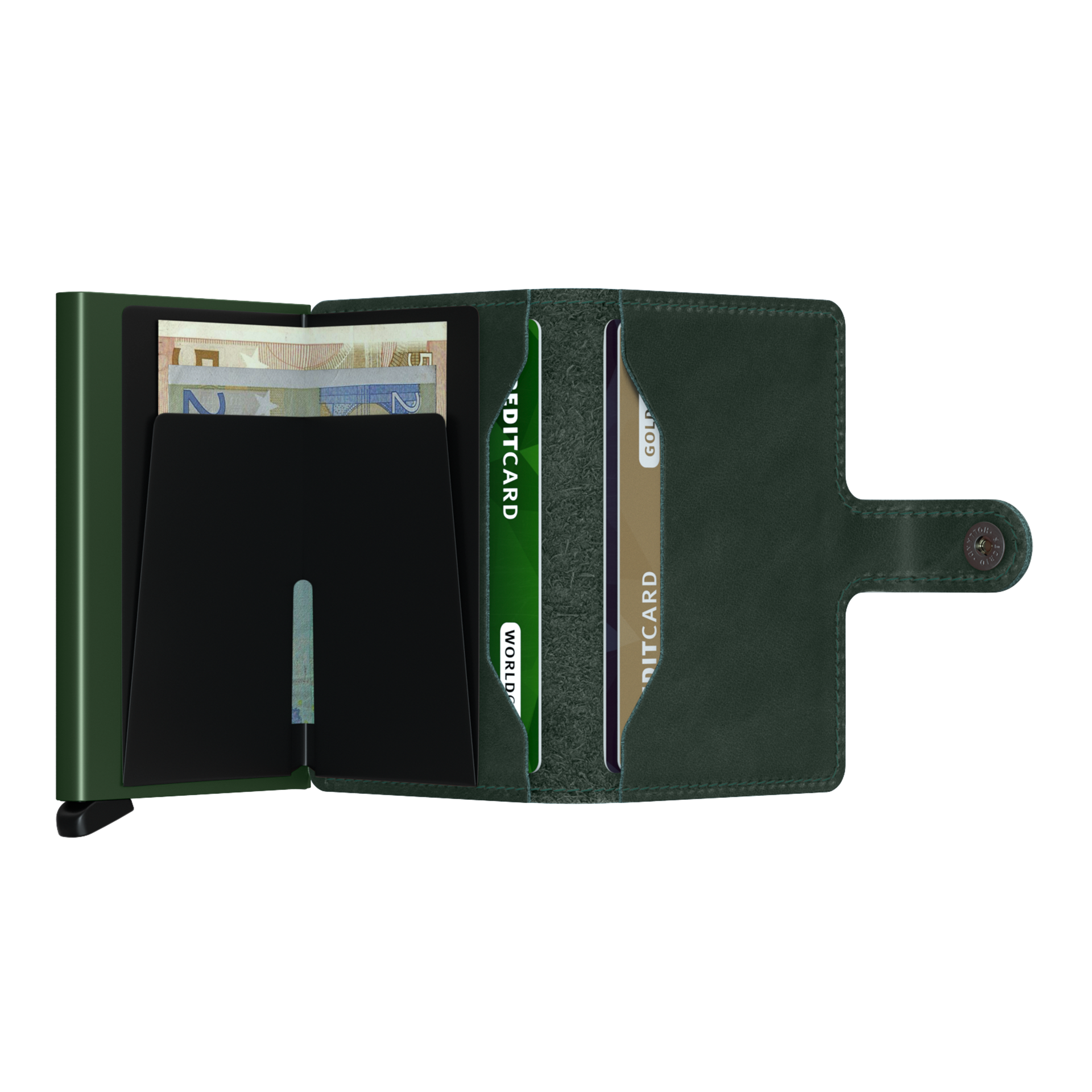 Secrid Miniwallet Original Grün, Geldbörse, Brieftasche, Kartenfächer, Grün, Leder