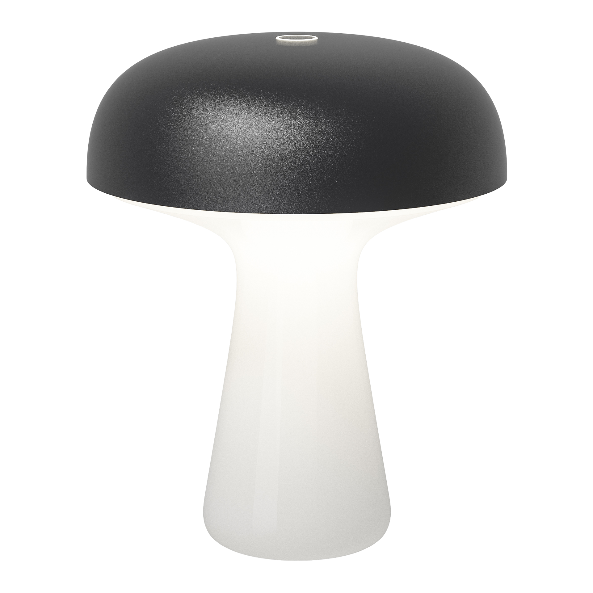 Rechargeable LED table lamp dimmable black, pilz, Schreibtischlampe, Tischlampe, weißer Stiel, dunkelgraue Kappe