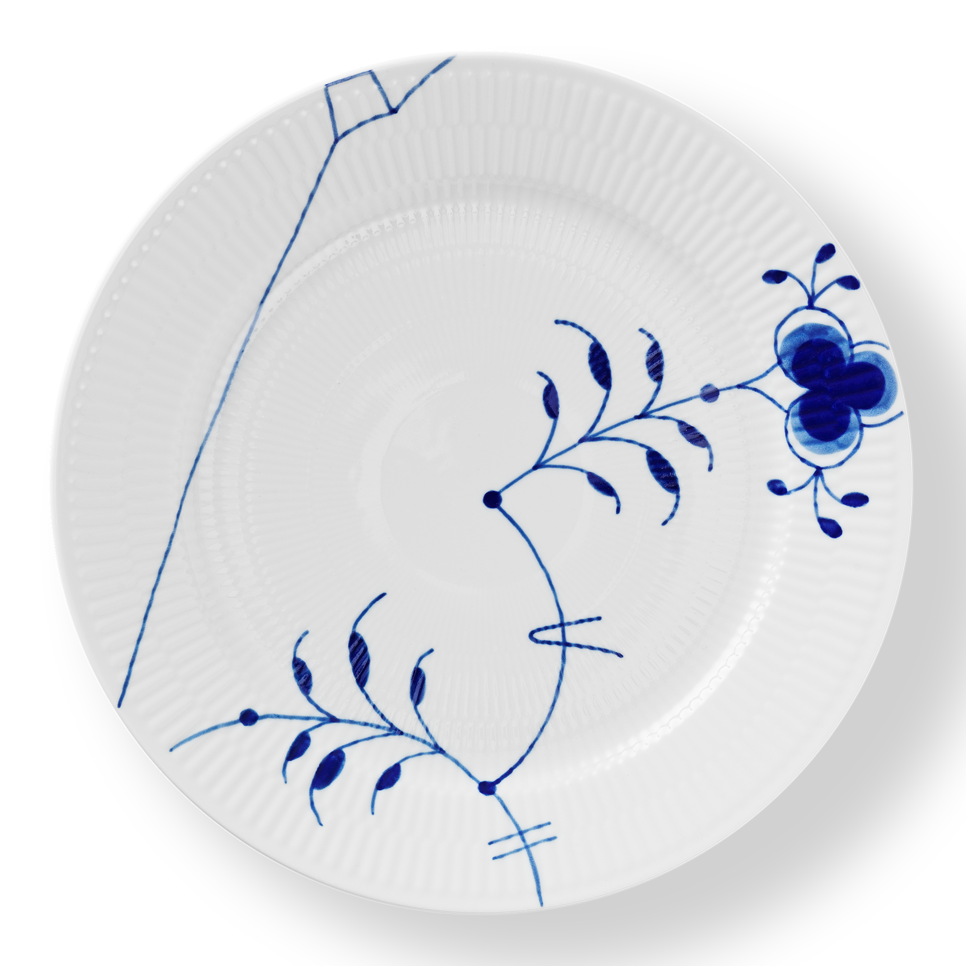Royal Copenhagen Speiseteller Mega Gerippt Blau 27 cm Dekor 9