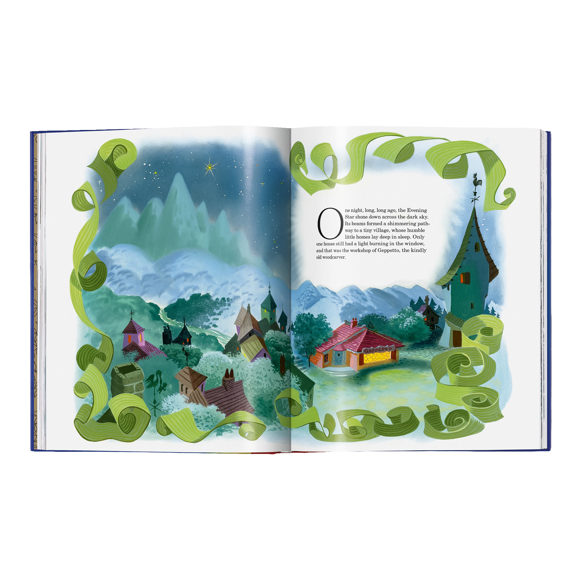 Coffee Table Book Walt Disney’s Children’s Classics 1937–1953, illustration, storybook, dorf, nacht Himmel, grüne Ranken