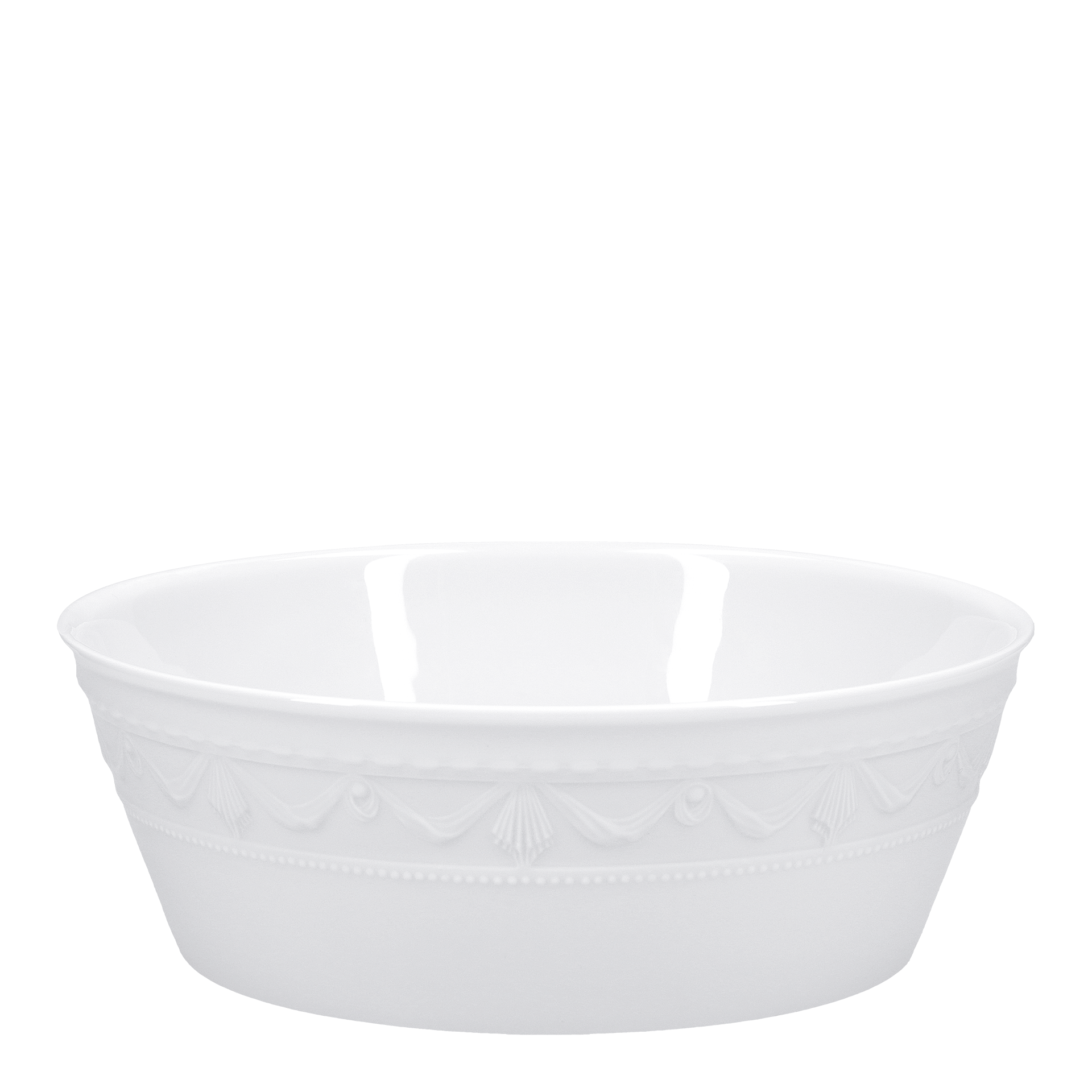 To-Go Box 1.00 l White, Schüssel, Porzellan, Weiß, Fransenmuster, Dekoschüssel