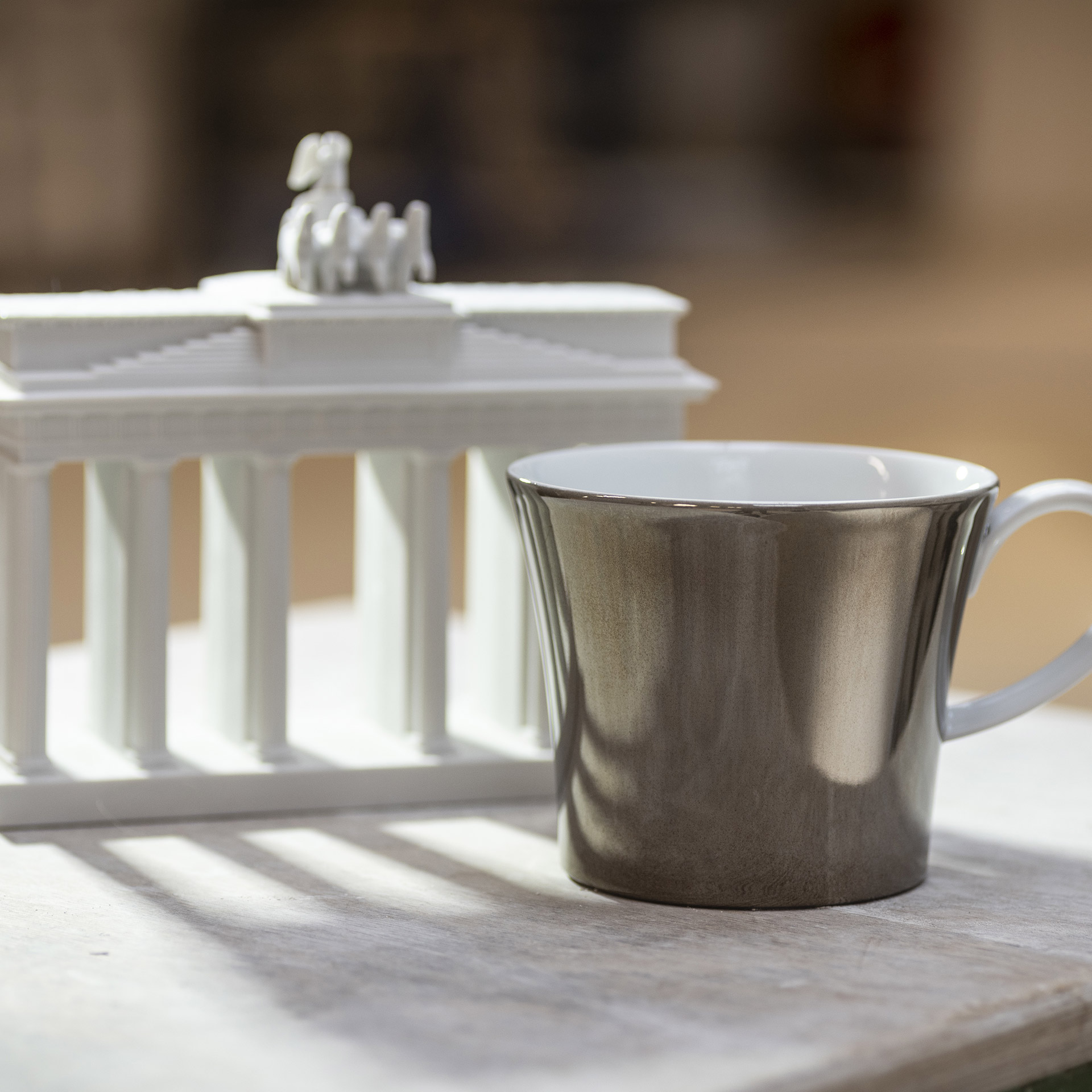 Breakfast Cup Charlottenburg 0.30 l,  Becher, Keramik, Grau, Glänzend, Griff