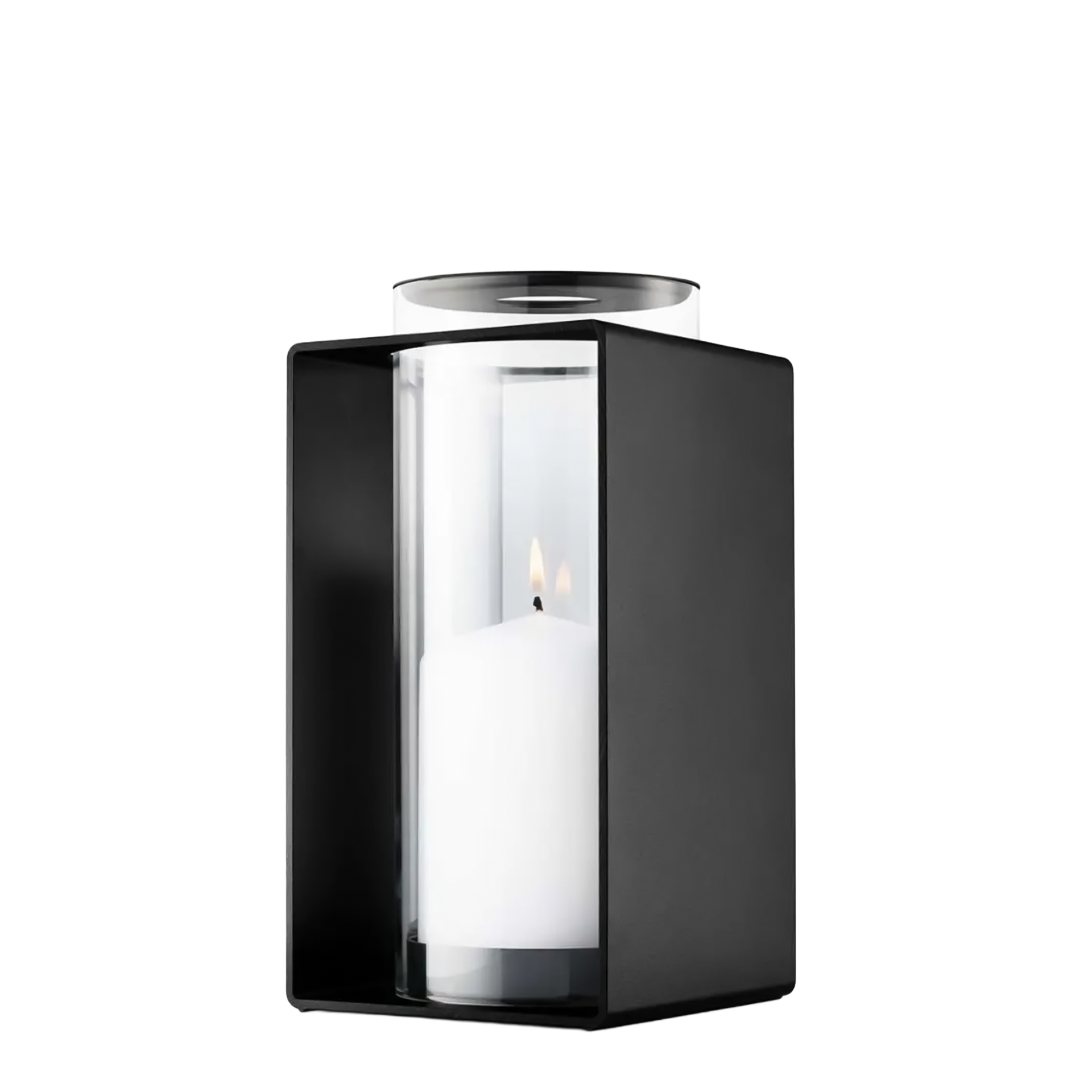 Lantern 23,5 cm, Laterne, Wandleuchte, LED-Flamme, Schwarz, Glasfront