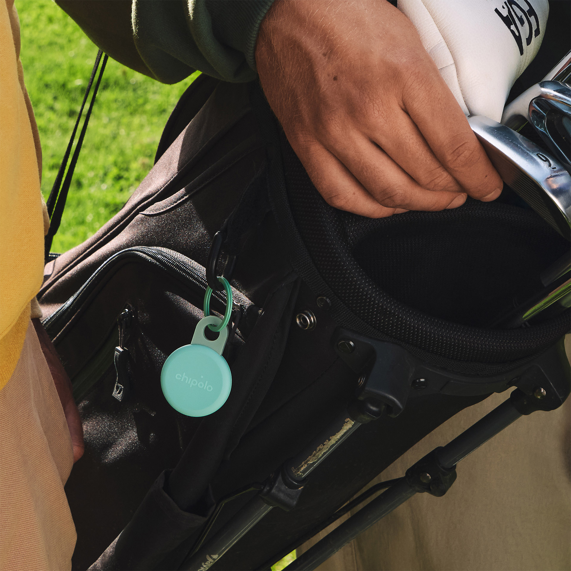 Bluetooth-Tracker Key Mint, Golftasche, Schlägergriff, Karabiner, Kofferanhänger, Mintfarbener Tag