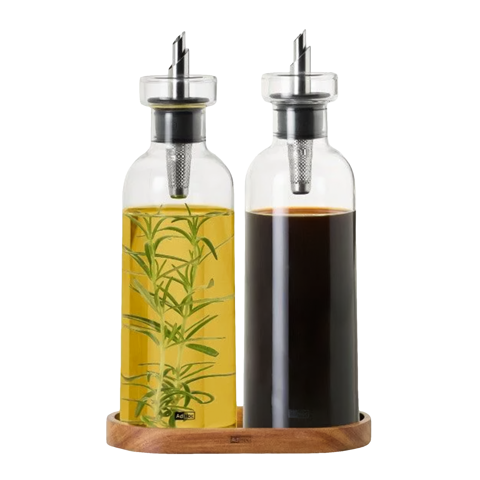 Oil & Vinegar Disoenserset With Coaster, Olivenölflasche, Kräuterinfusion, Öl- und Essigset, Glas-Krug, Holztablett