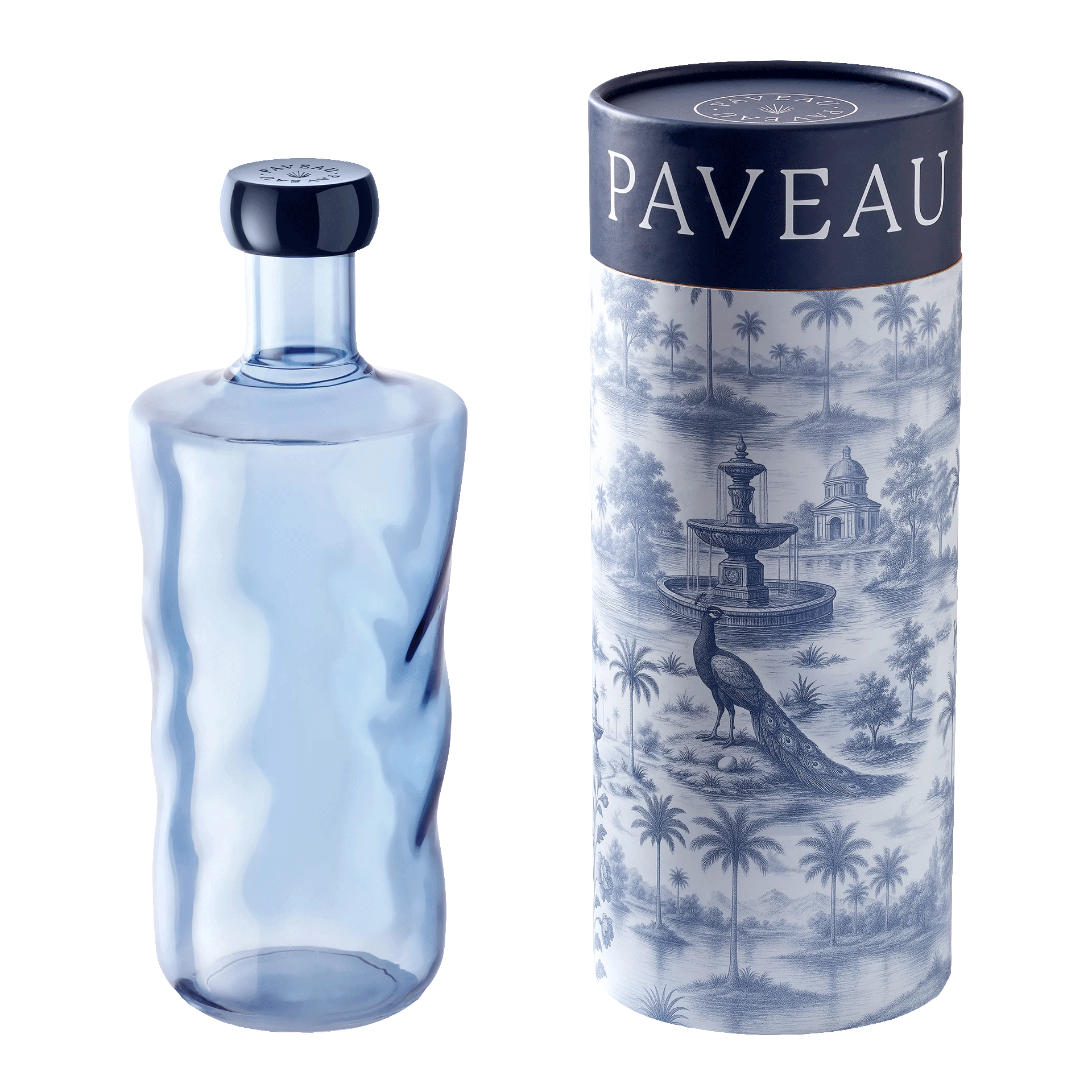 Glass bottle Midnight 1.25 l, Flasche, Wodka-Flasche, Karaffe, Blau, Fächer-Design