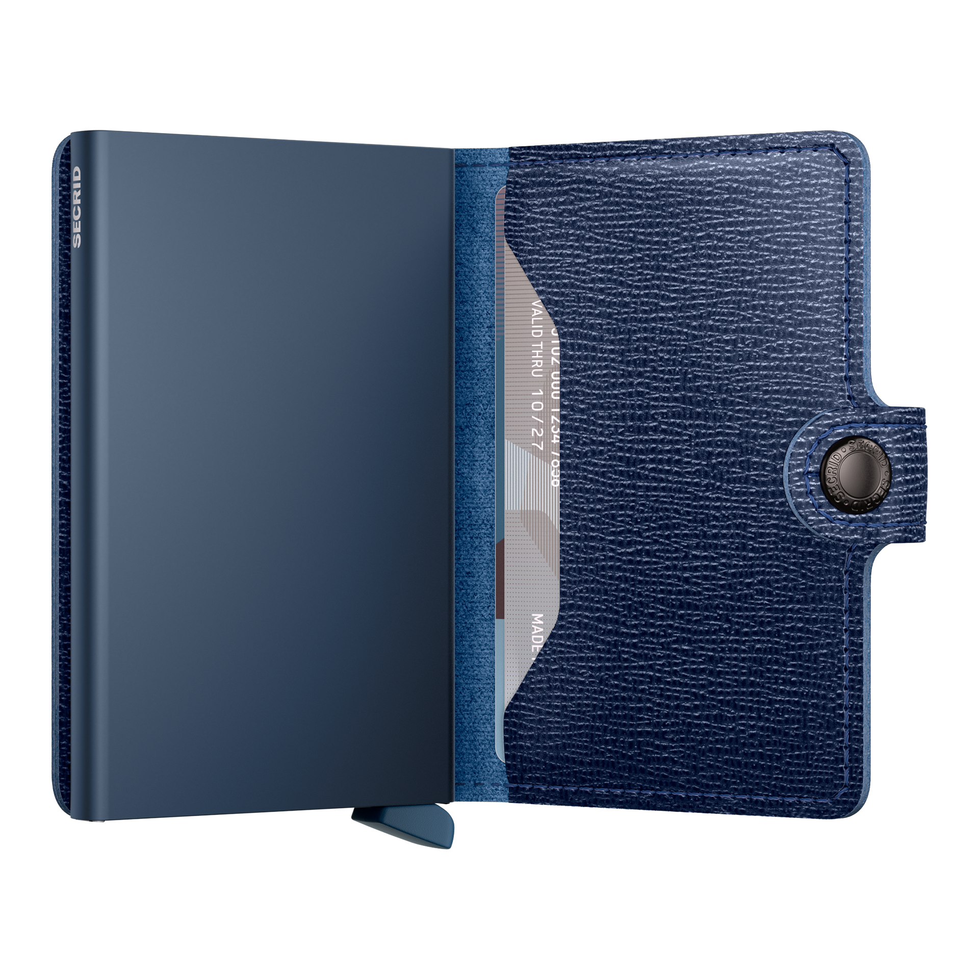 Miniwallet Navy, portemonnaie, Kartenhalter, blau, strukturierte, Druckverschluss