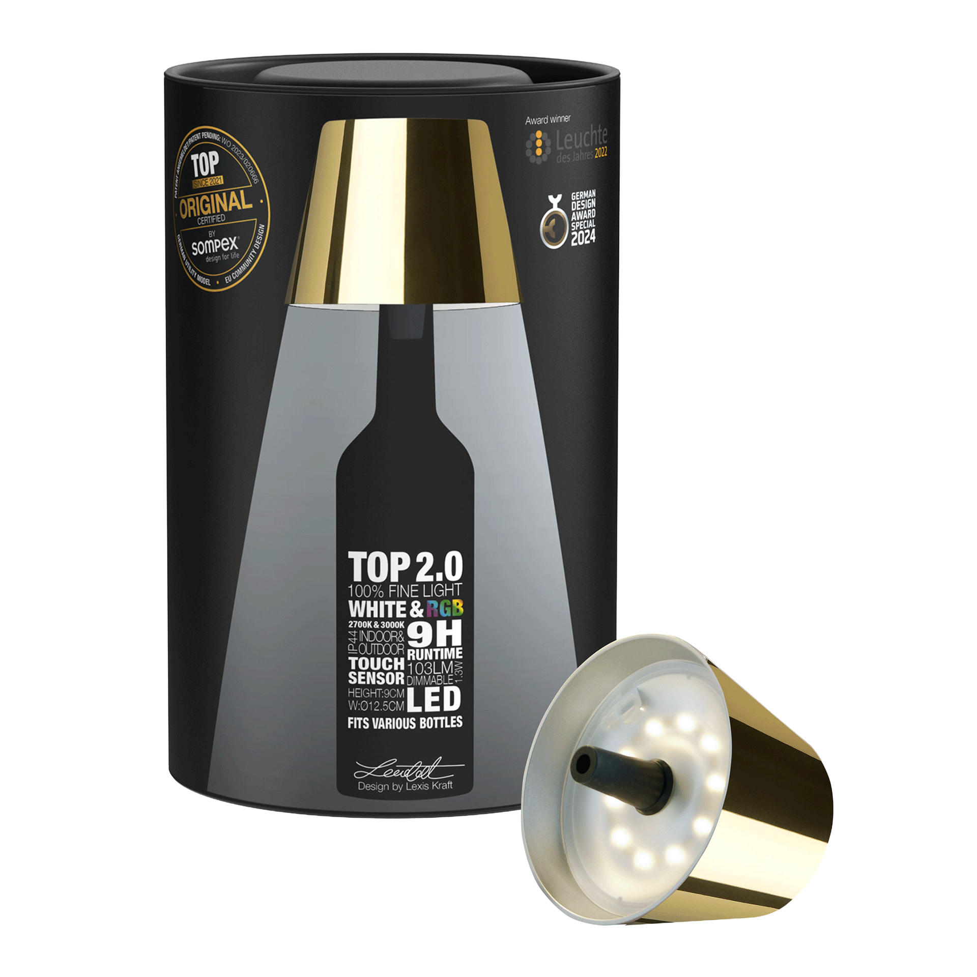 LED Bottle Light Dimmable Gold