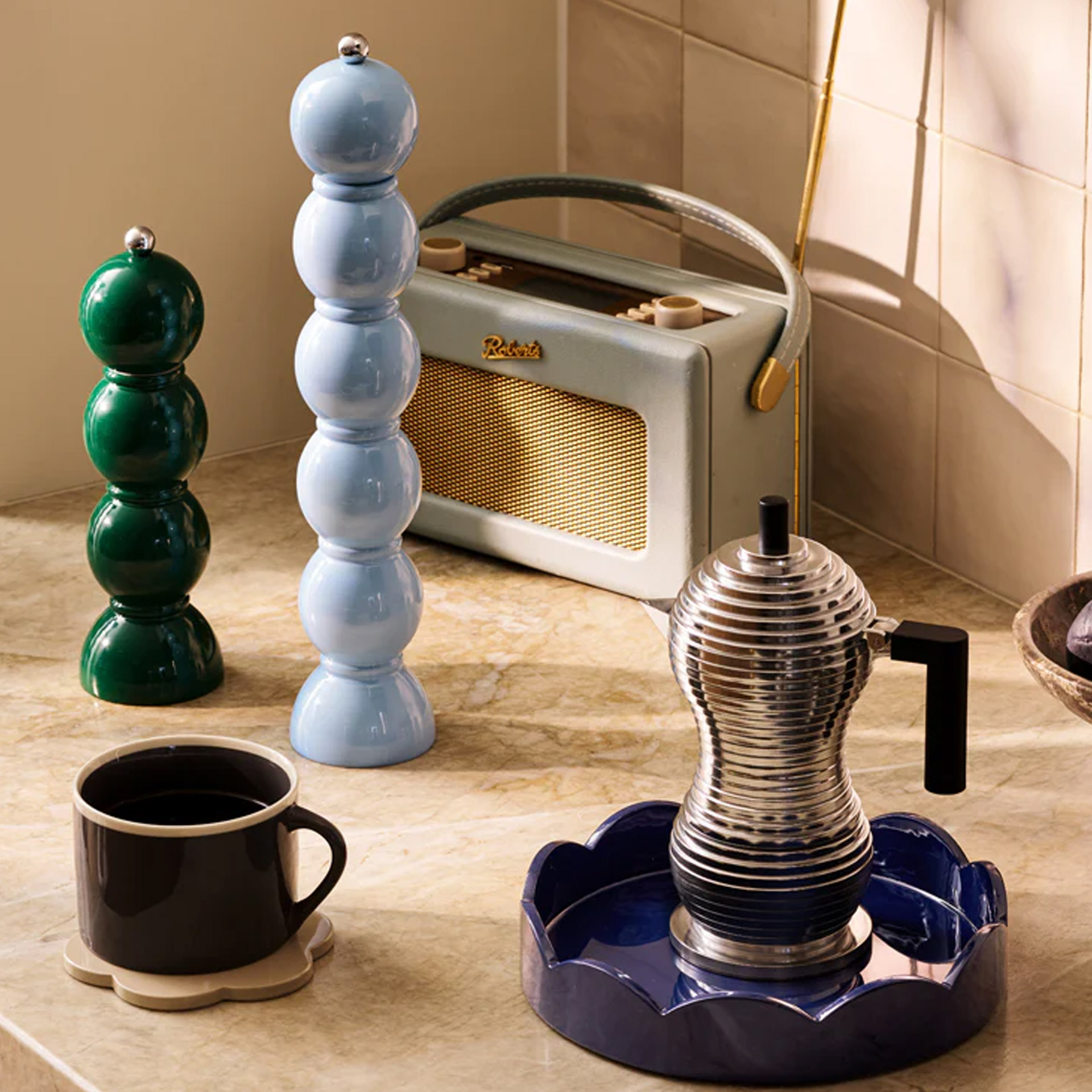 Salt- Pepper Mill racing green 24 cm, Kaffeemaschine, Kaffeemacher, Küchenzubehör, Retro-Design, Kaffeezubereitung