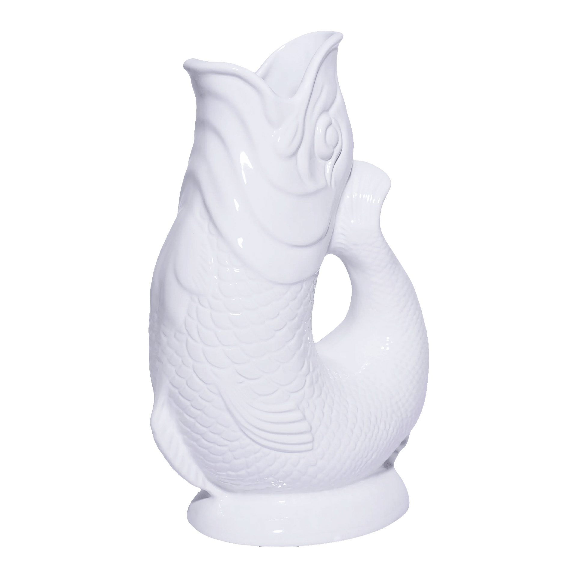 Gluckigluck, Glossy Collection, Jug white XL 1.20 l, Porzellanfigur, Fisch, weiß, Dekoration, Stück