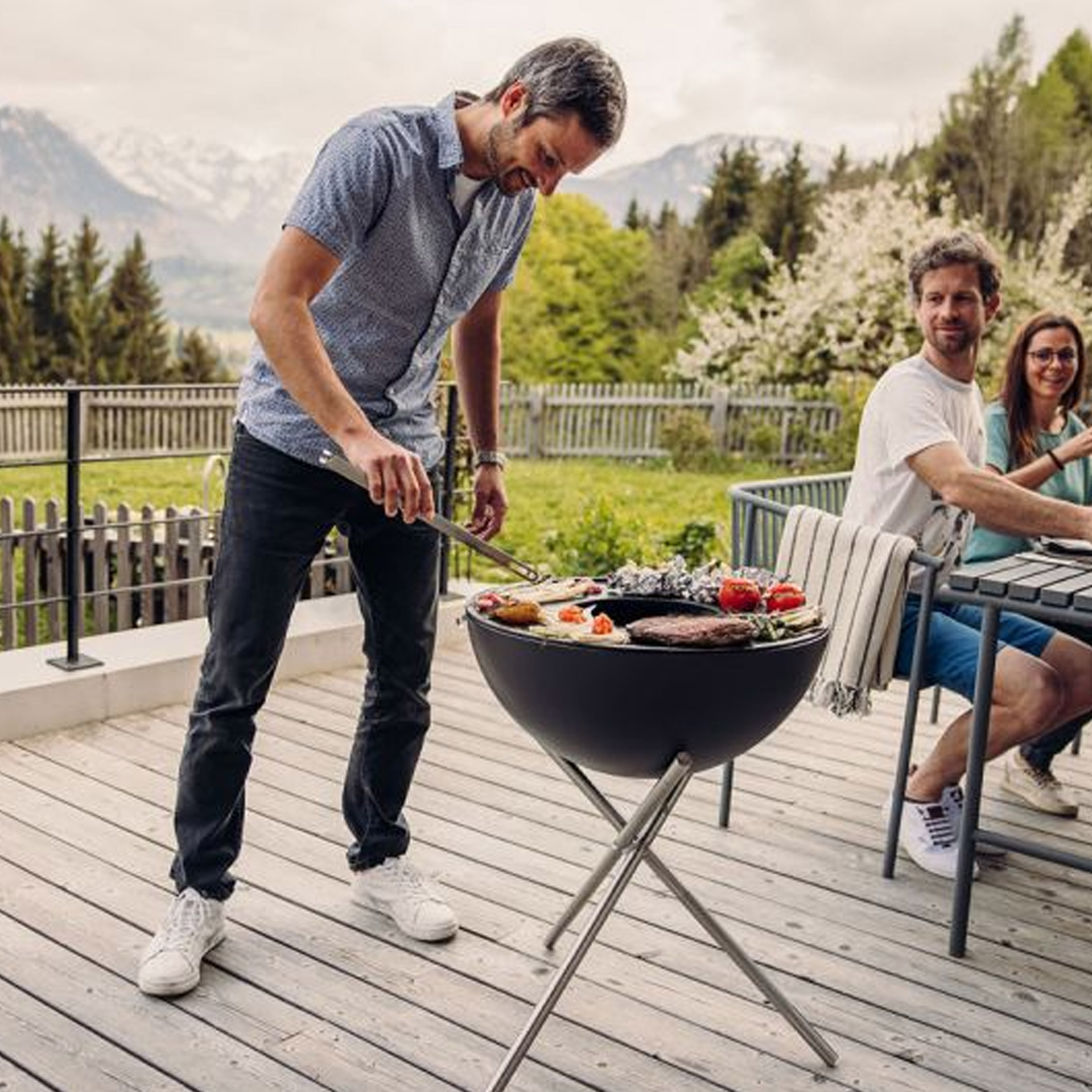 Fire Bowl 57 with tripod, Grill, Barbecue, Grillrost, Outdoor, Sommer