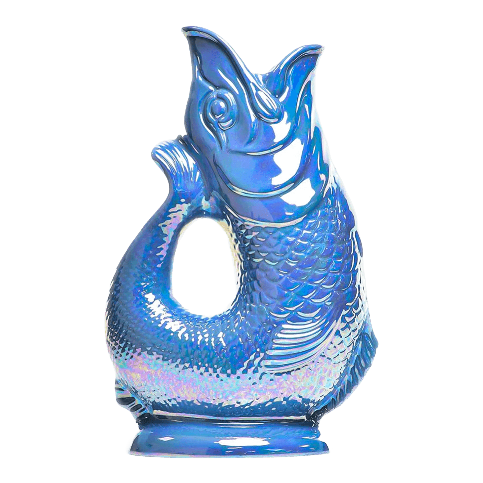 Gluckigluck, Lustre Collection, Jug Special Edition sea blue XL 1.20 l, Glasfigur, Fischform, Blau, Vitrine, Deko-Objekt