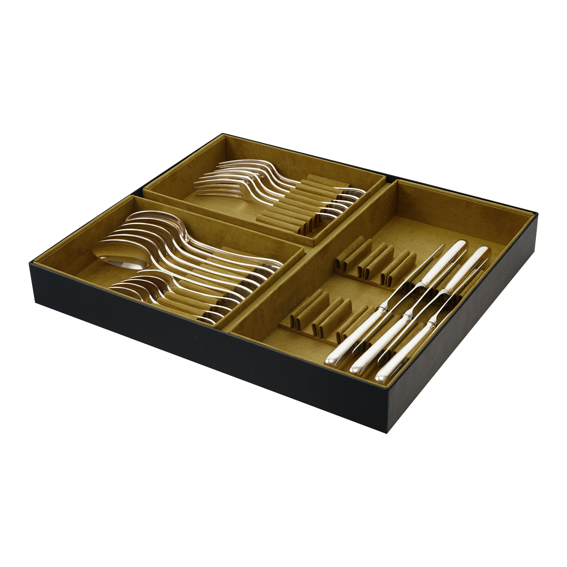 Christofle, Osiris, Cutlery Set 24-piece stainless steel, Besteck, Gabeln, Messer, Löffel, Besteckkasten