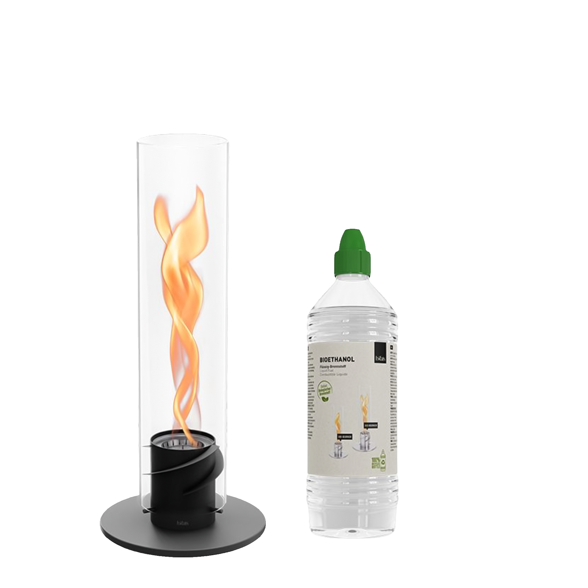 Tabletop Fireplace 1200 Silver, Gasflamme, Tischkamin, LED-Feuer, Brennstoffflasche, Bioethanol