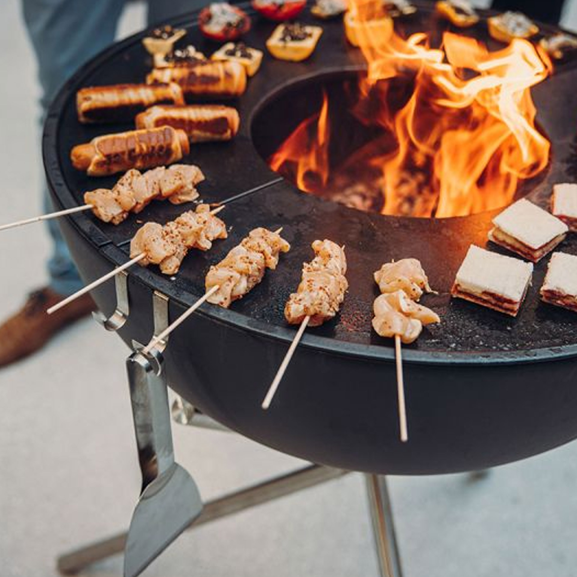 Plancha 70, Grillspieße, Hähnchen, Tofu?, Fleischwürfel, Pfannengrill