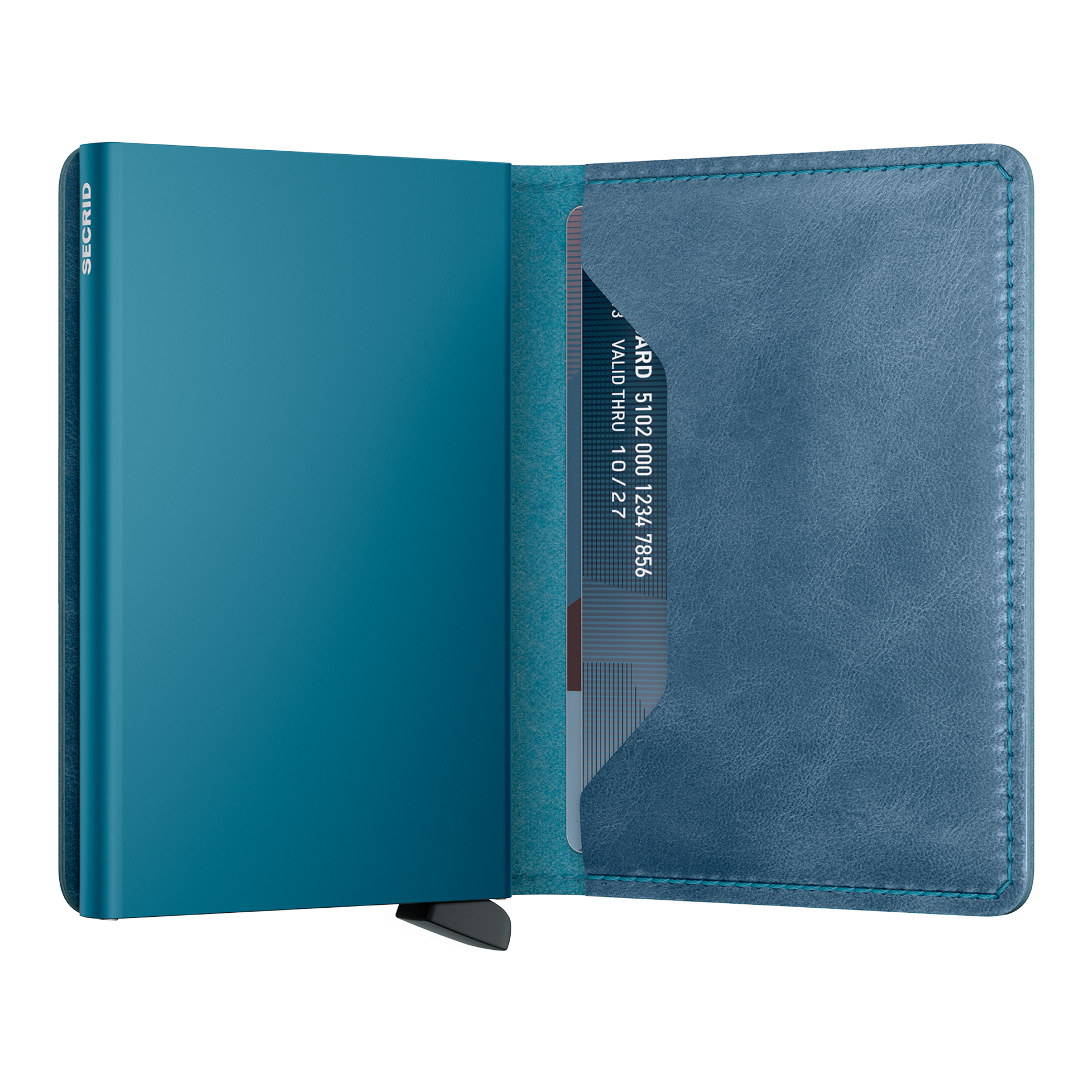 Secrid Slimwallet Vintage Teal, Kartenhülle, Brieftasche, Scheckkartenfach, Leder, Reißverschlussöffnung