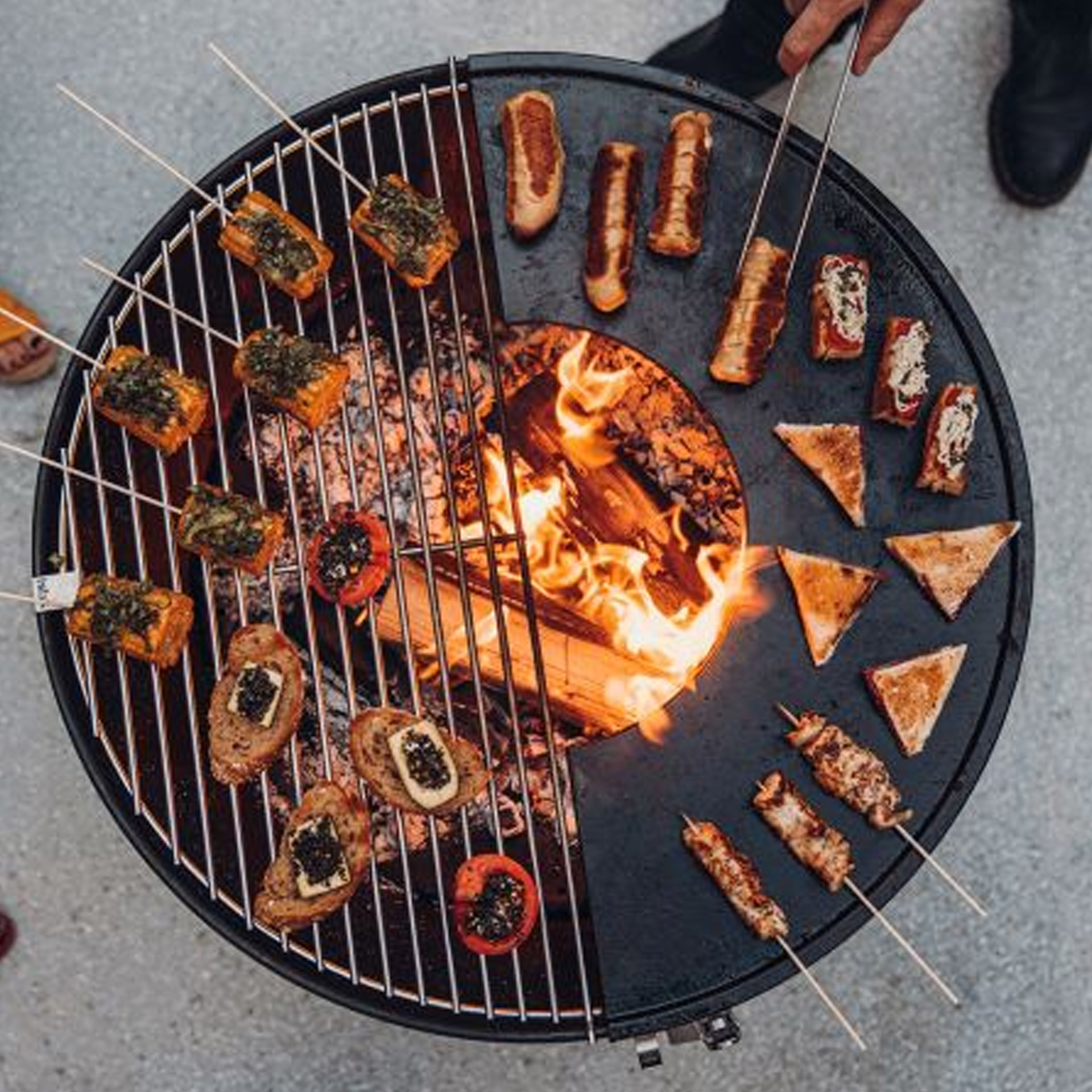 Grill grid 57, Grill-Spieße, Grillgitter, Mini-Snacks, Fleischspieße, Grillplatte