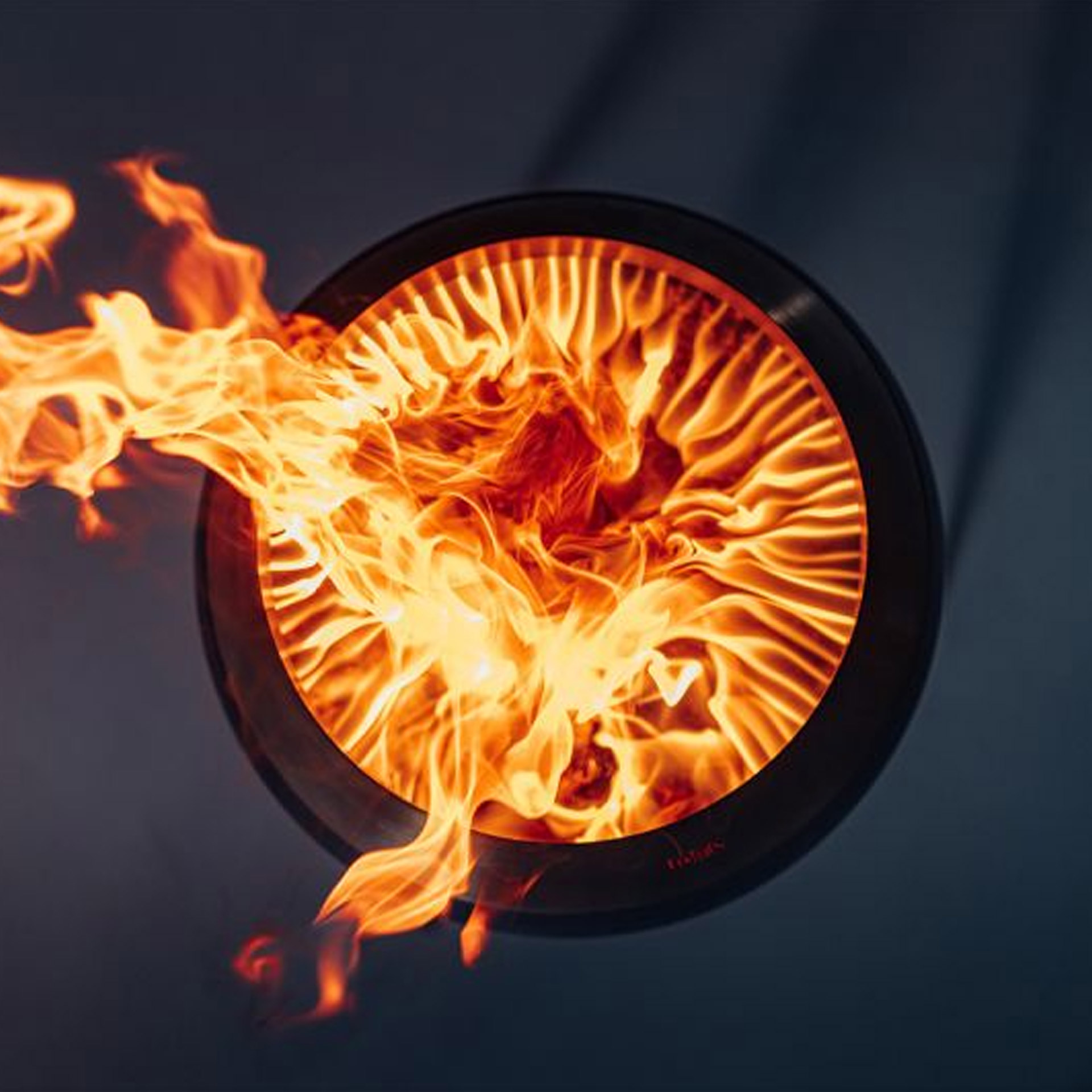 Fire basket 45 with heigh foot silver,  Feuer, Flammen, Gasfeuerstelle, Feuerkorb, Rund