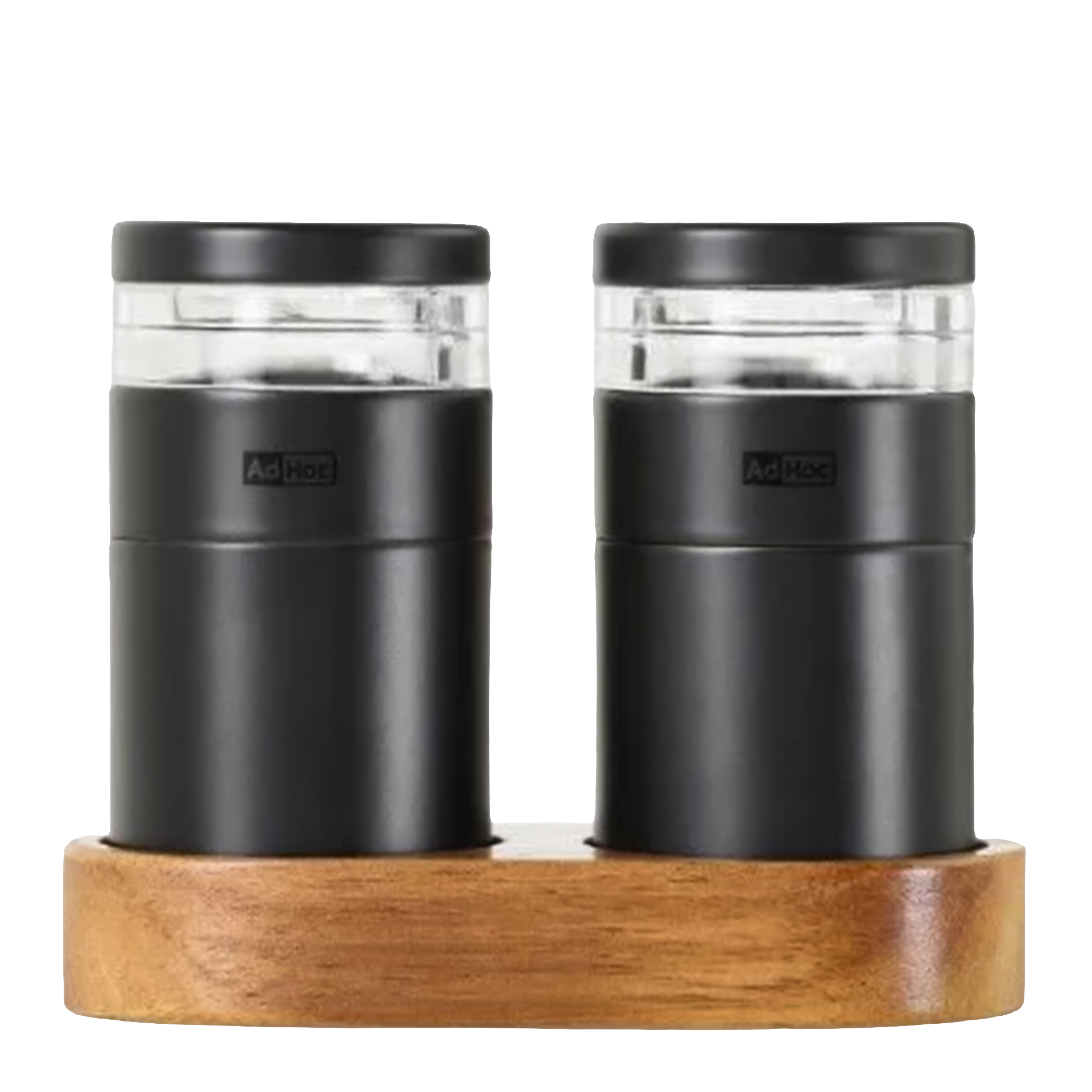Salt- & Pepper Mill Set Stainless Schwarz, Salz- & Pfeffermühle, Salzmühle, Pfeffermühle, Küchenzubehör, Holzständer