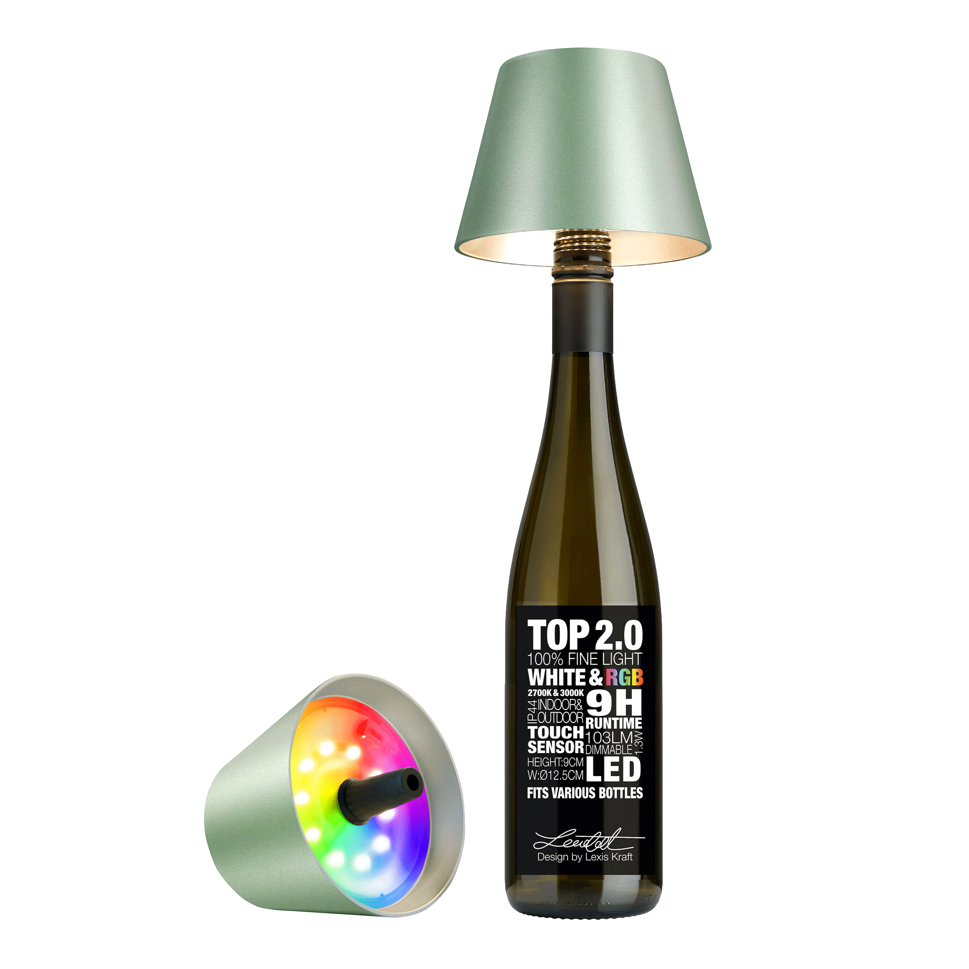 LED Bottle Light Dimmable Green Metallic