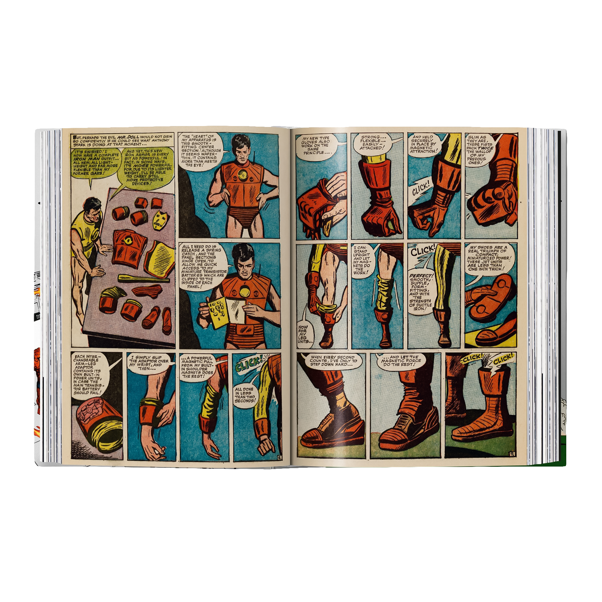 Coffee TableThe Marvel Age of Comics 1961–1978, comic, stiefel, handschuhe, anzug, paneel
