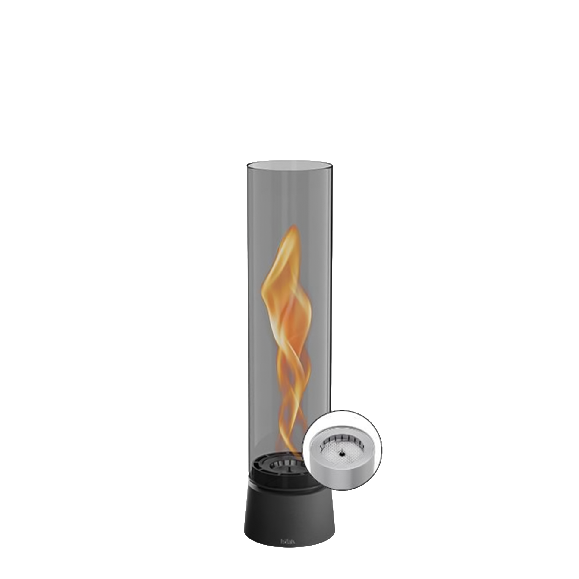 Tabletop Fireplace 900 All Black, Gasfeuerzeug, Tischheizgerät, Flammenkamin, Glaszylinder, LED-Display