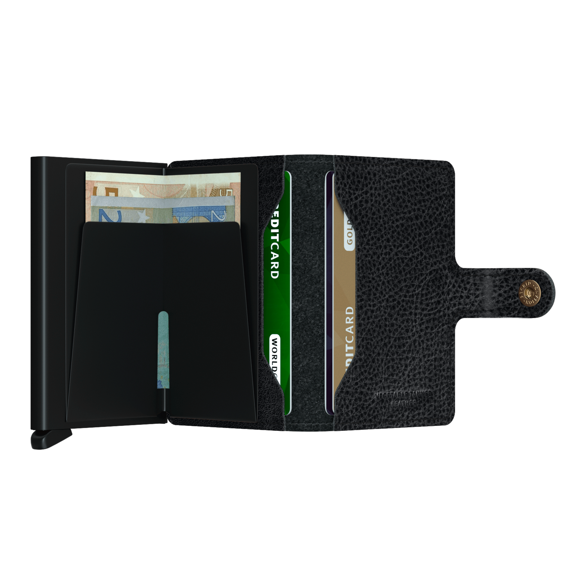 Secrid Miniwallet Veg Schwarz/Schwarz, Geldbörse, Kartenfächer, Wallet, Leder, Schwarz