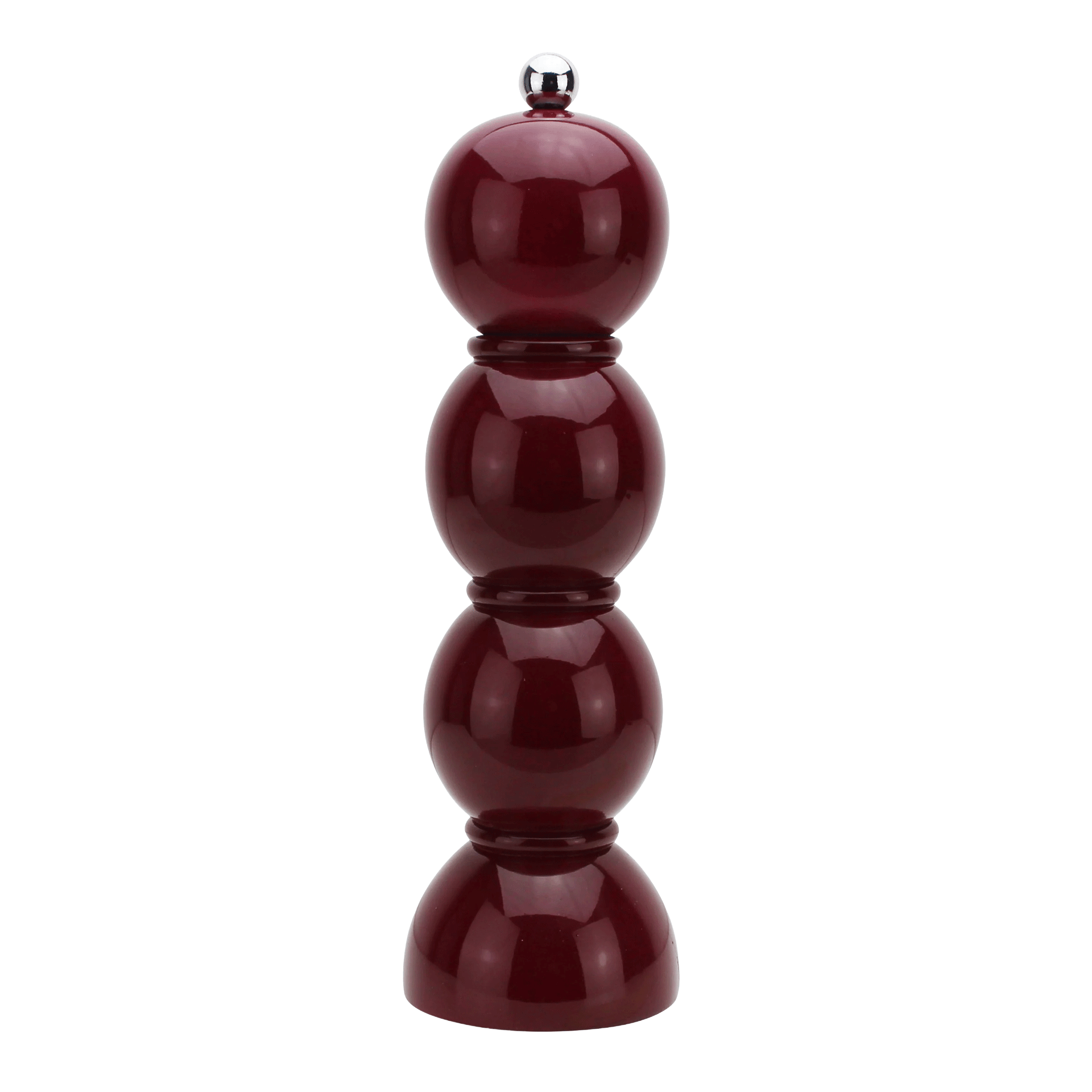 Salt- Pepper Mill cherry 24 cm, Pfeffermühle, Mühle, Burgunderrot, Holz, gestapelte Kugeln