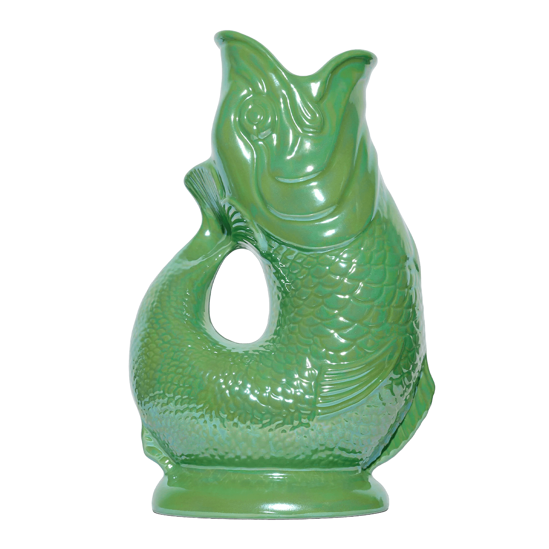 Gluckigluck, Lustre Collection, Jug apple green Special Edition XL 1.20 l, krug, figur, grüner kristall, fischform, dekorationsobjekt