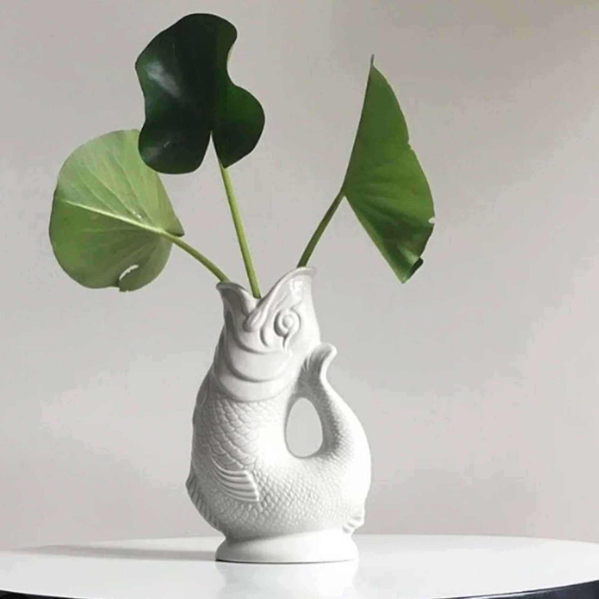 Gluckigluck, Glossy Collection, Jug white XL 1.20 l, vase, fisch, weiß, deko, keramik