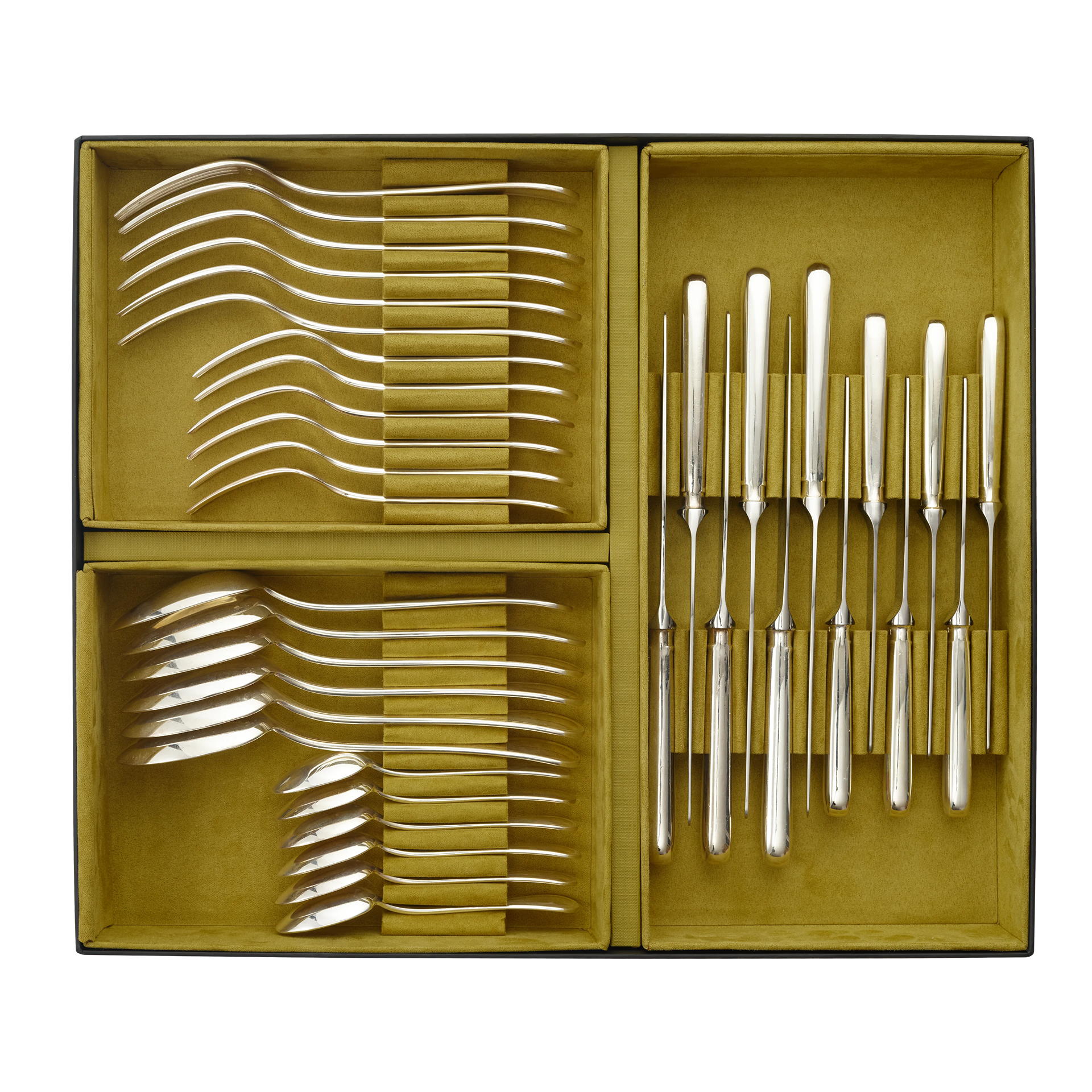 Tray round with handles, es forks, table forks, silverware set, cutlery, stainless steel forks