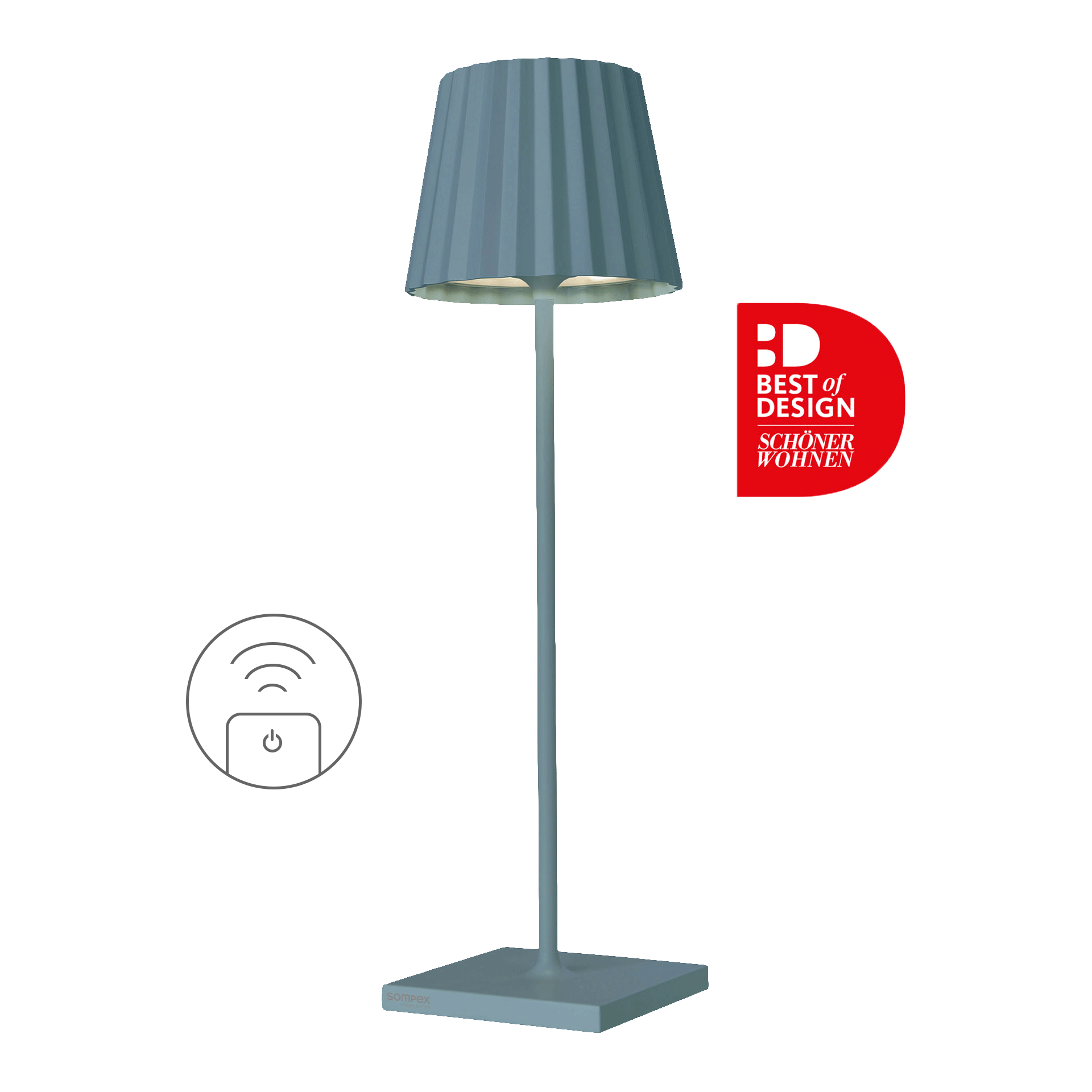 Rechargeable LED table lamp dimmable blue, Stehlampe, Standlampe, Bodengestell, Grau, Schirmlampen-Design