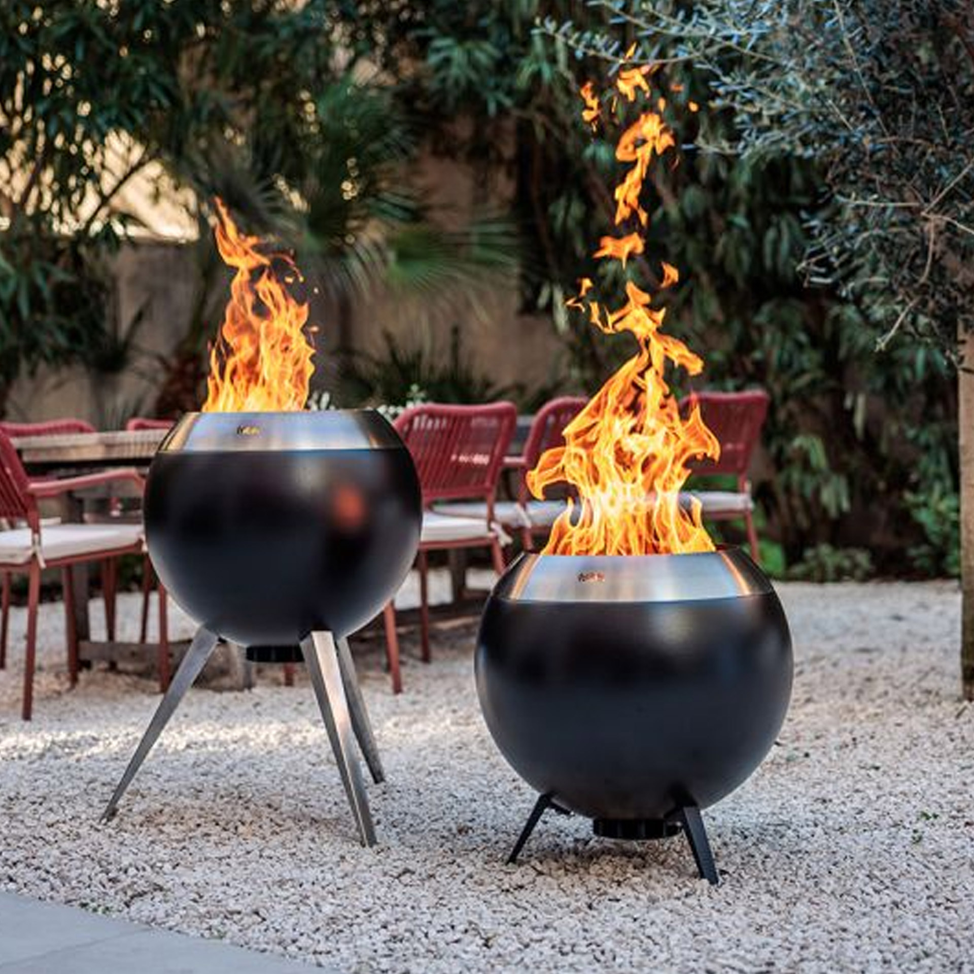Fire basket 55 with heigh stand silver, Feuertopf, Feuerstelle, Grilltopf, Gartenkamin, Outdoor Feuer