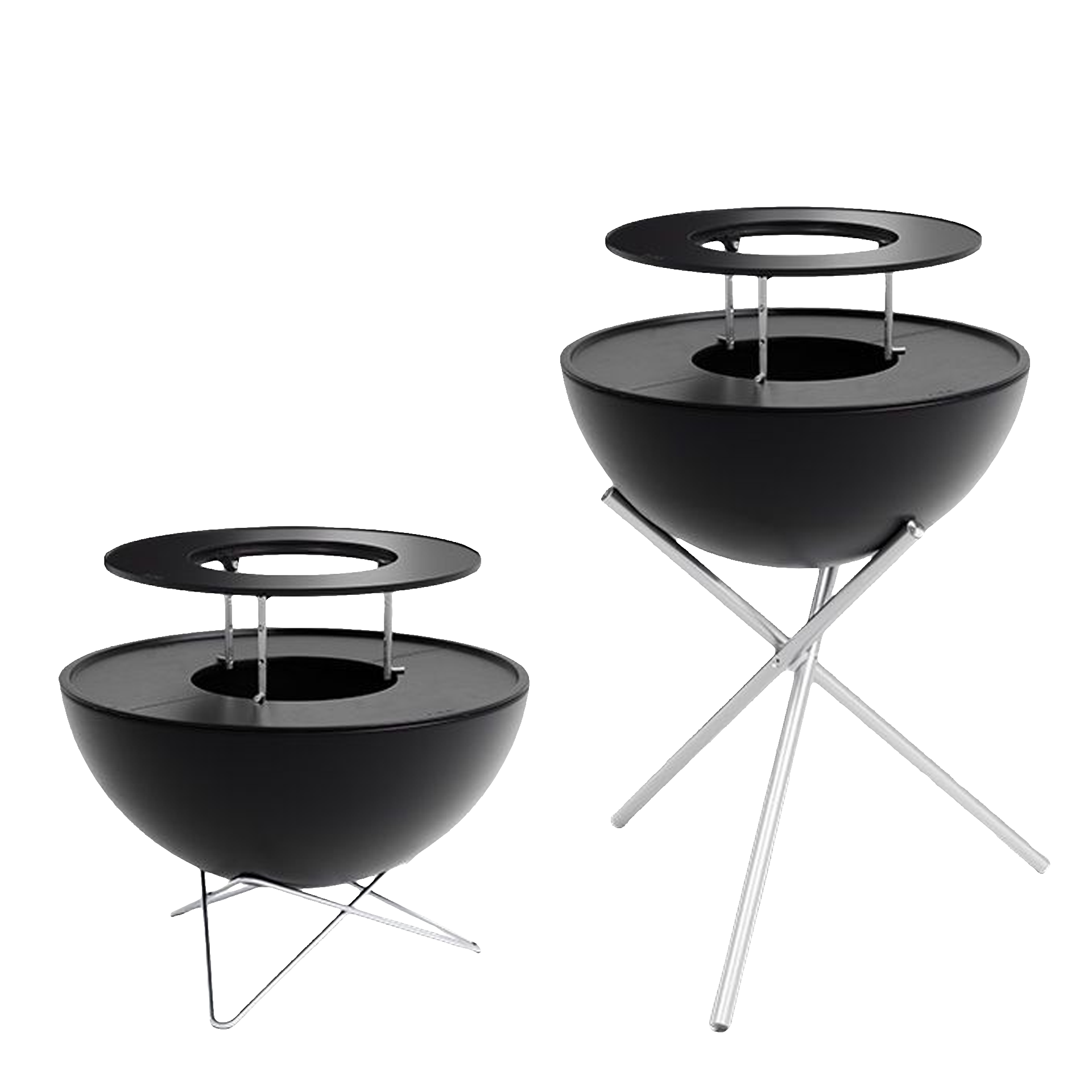 Warming ring 70, Grill, Beistelltisch, Rund, Schwarz, Stahlbeine