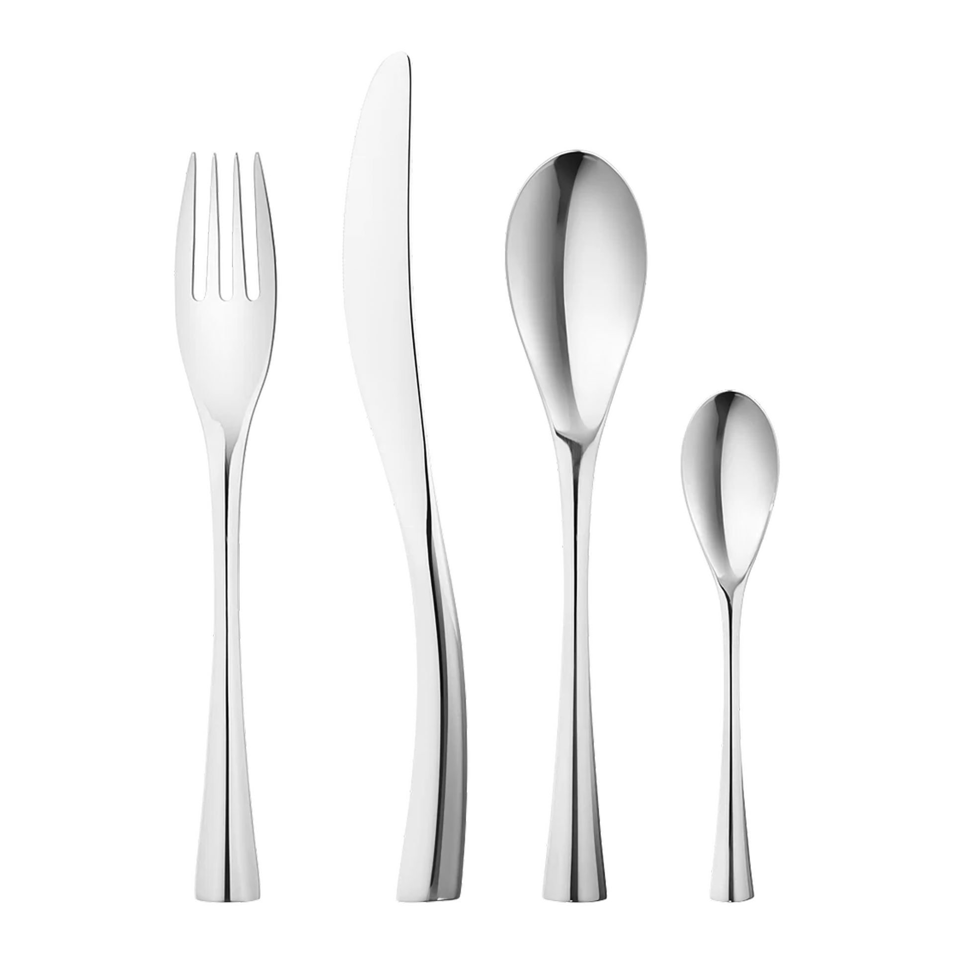 Georg Jensen, Cobra, Cutlery Set 4-piece stainless steel, Gabel, Messer, Löffel, Besteckset, Stahl